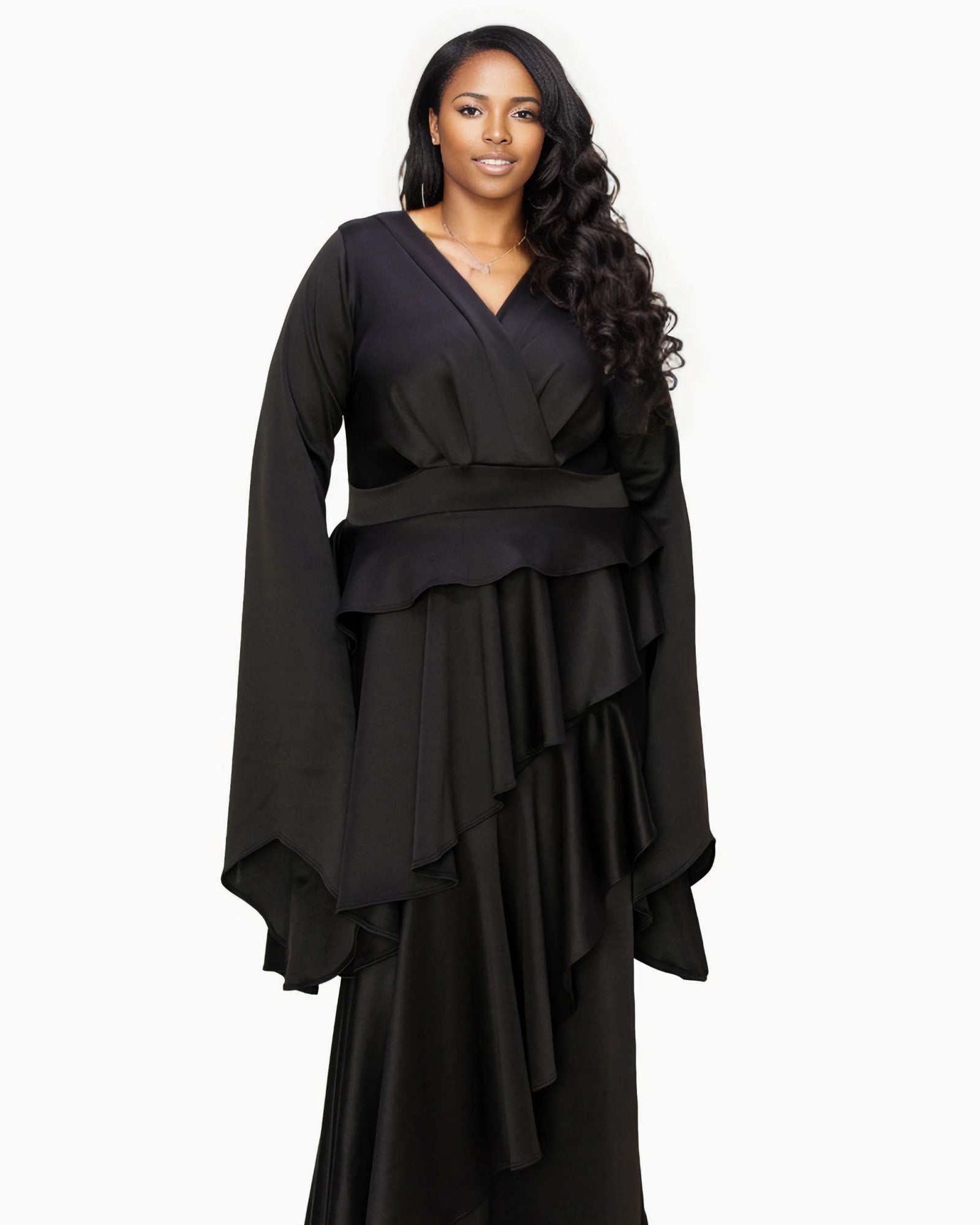 Zeta Ruffled Drama Dress | Black