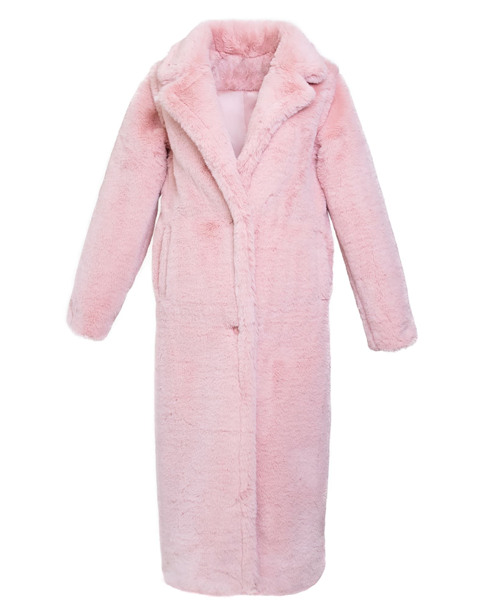 Pink Long Faux Fur Teddy Coat | Pink