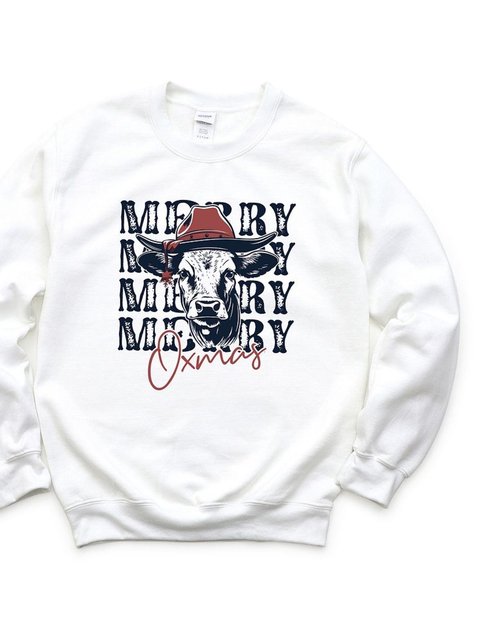 Merry Oxmas Graphic Sweatshirt | White