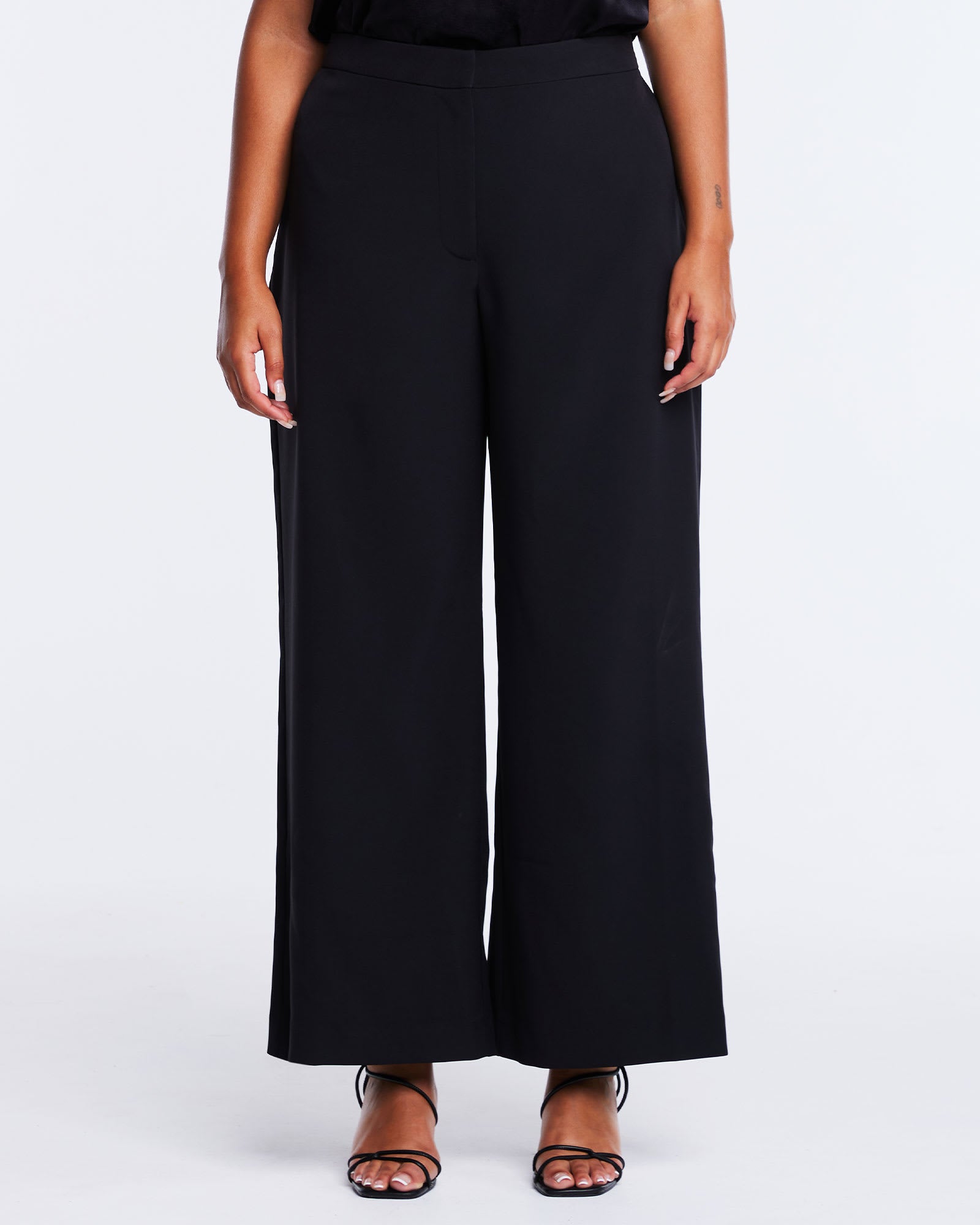 Black Highlight Waisted Suspender Pant: Women's Luxury Pants