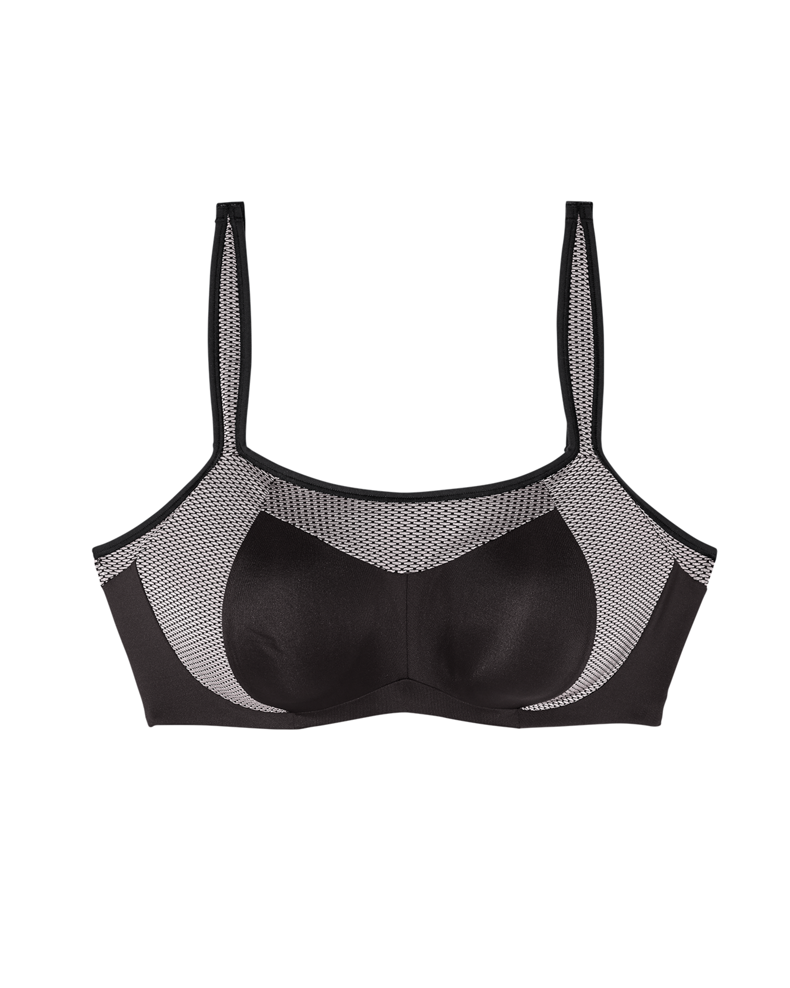 Plus Size Basic Balconette Bra Black Contouring Concealed Underwire Mesh  Stretch Supportive