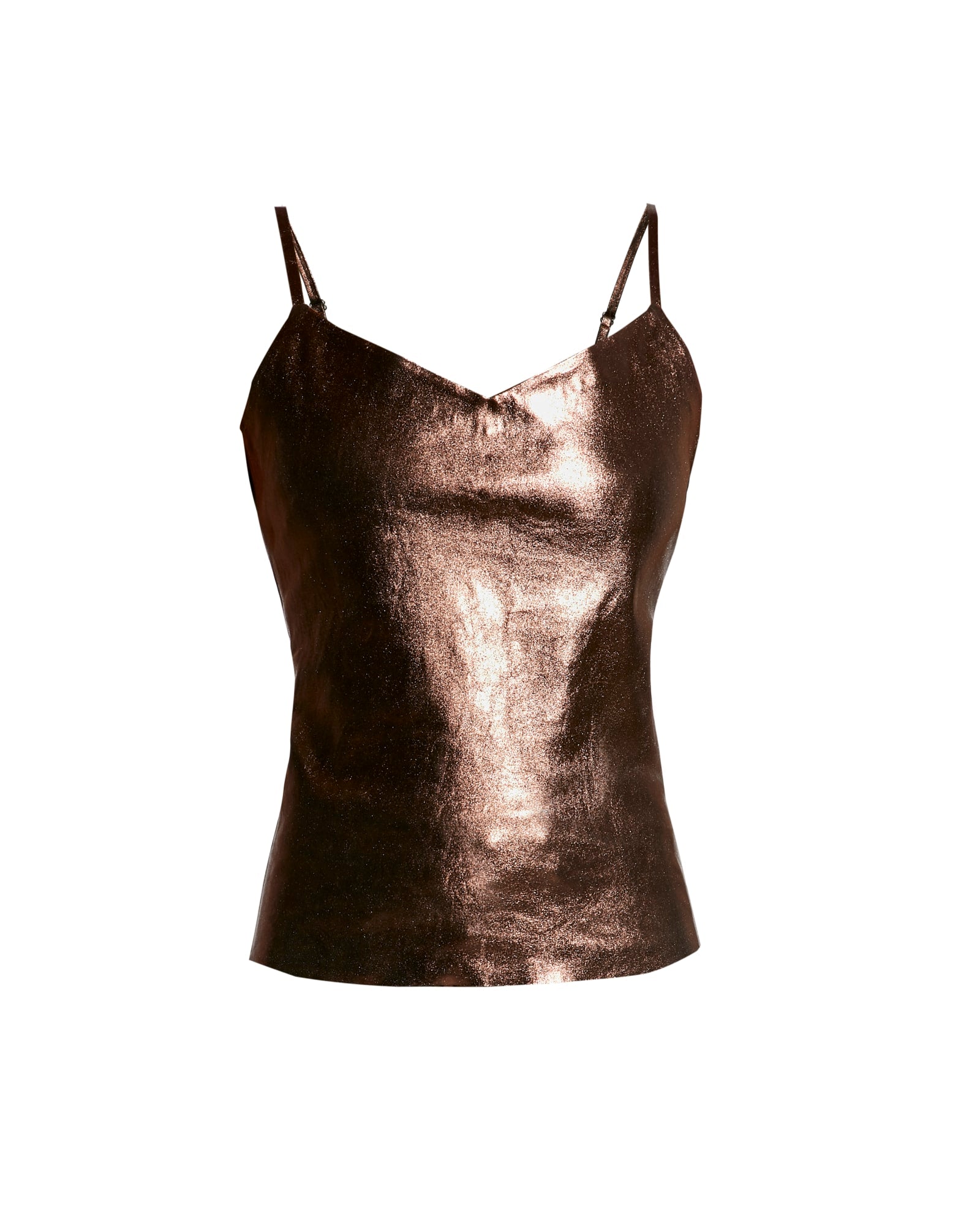 Elodie Stretch Leather Tank | Bronze