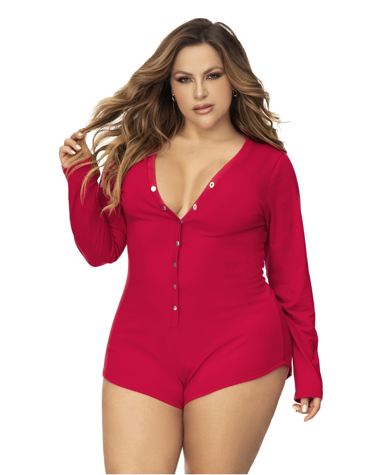 Long Sleeve Sleep Romper | Red