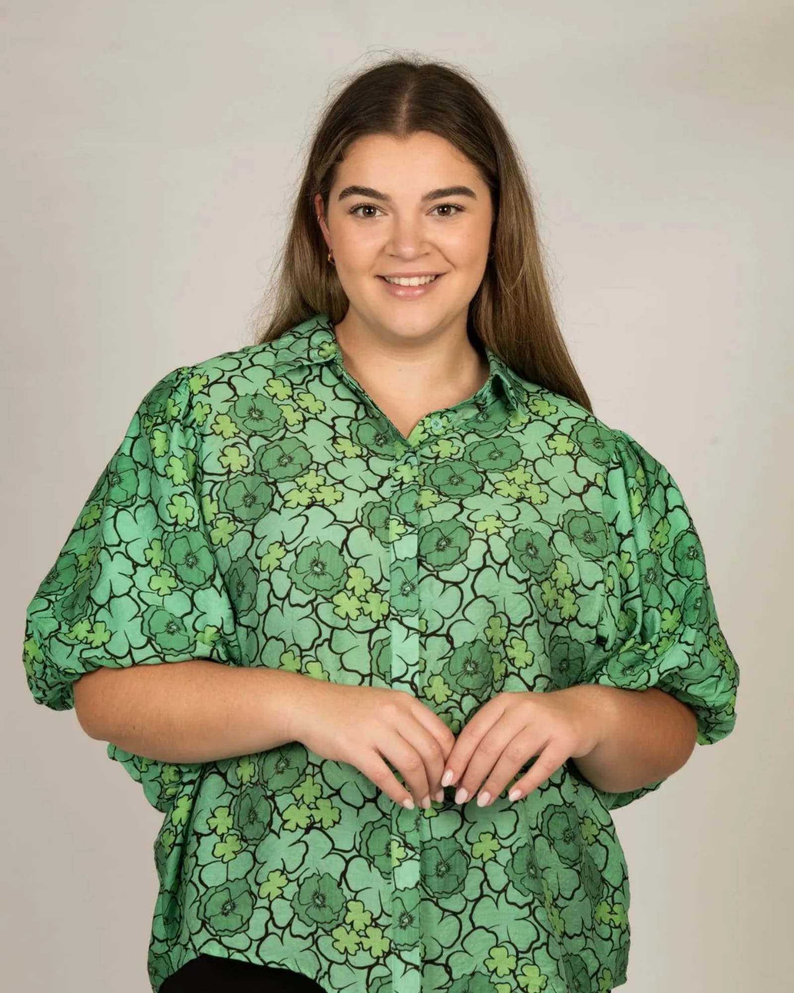 Margaux Blouse Puffy Sleeves Floral Print | Green