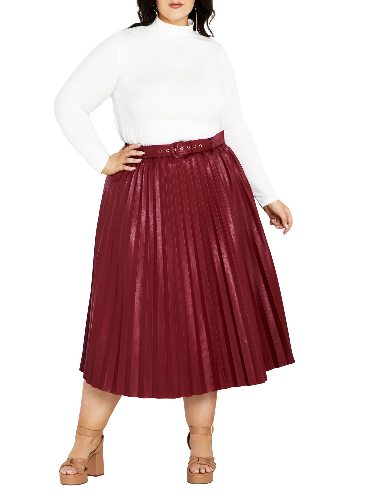 Saskia Leather Skirt | Cabernet