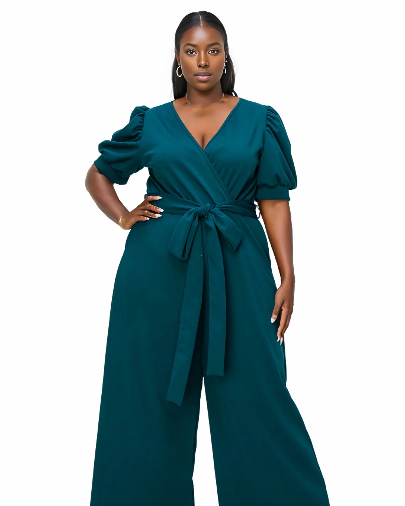 Hunter Green Washed Poly Silk Cape Jumpsuit – The Pink Stitch