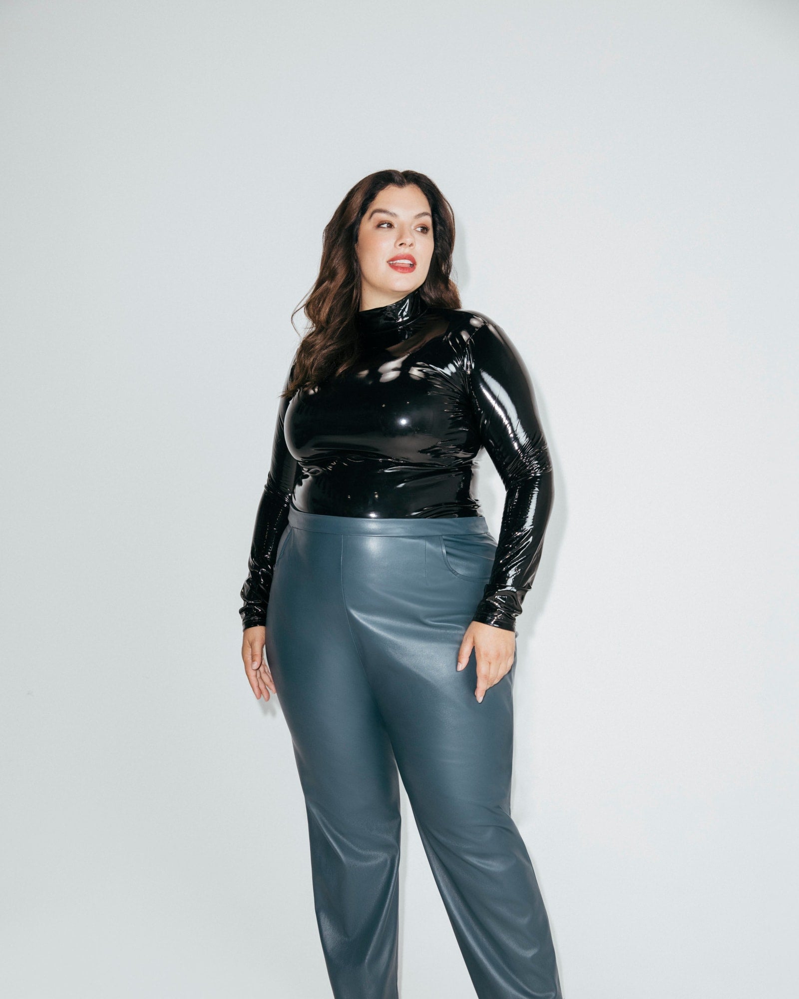 YWDJ Leather Pants for Women Plus Size Tummy Control Fashion Solid