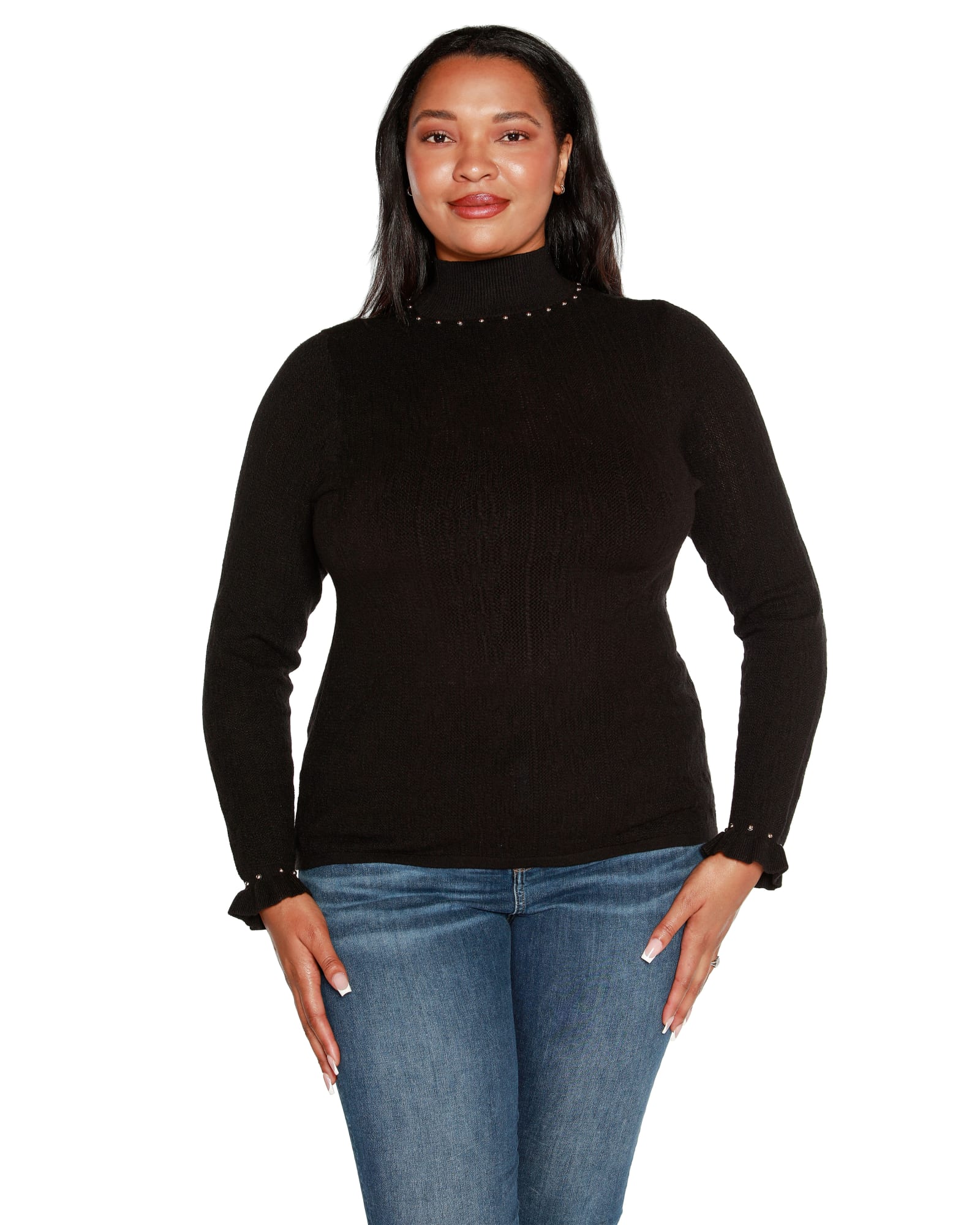 Womens Plus Size Paris Turtleneck Tunic Sweater - Kiyonna