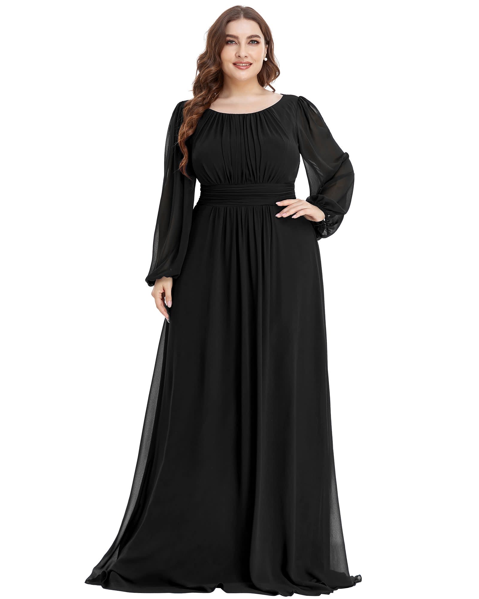 Empire Waist Plus Size Gown with Jewels in Black