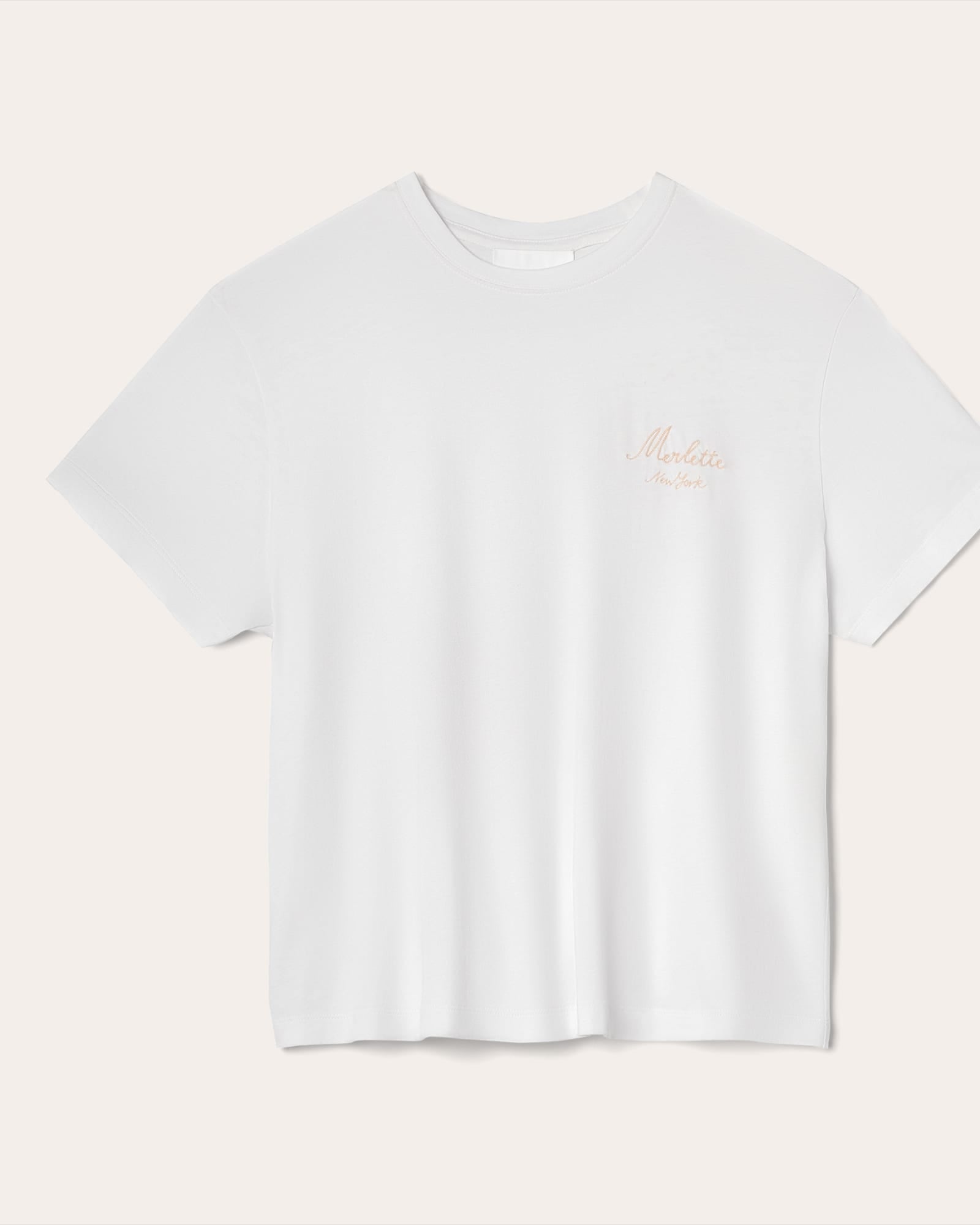 Logo T-Shirt Top | White w/ Beige Emb.