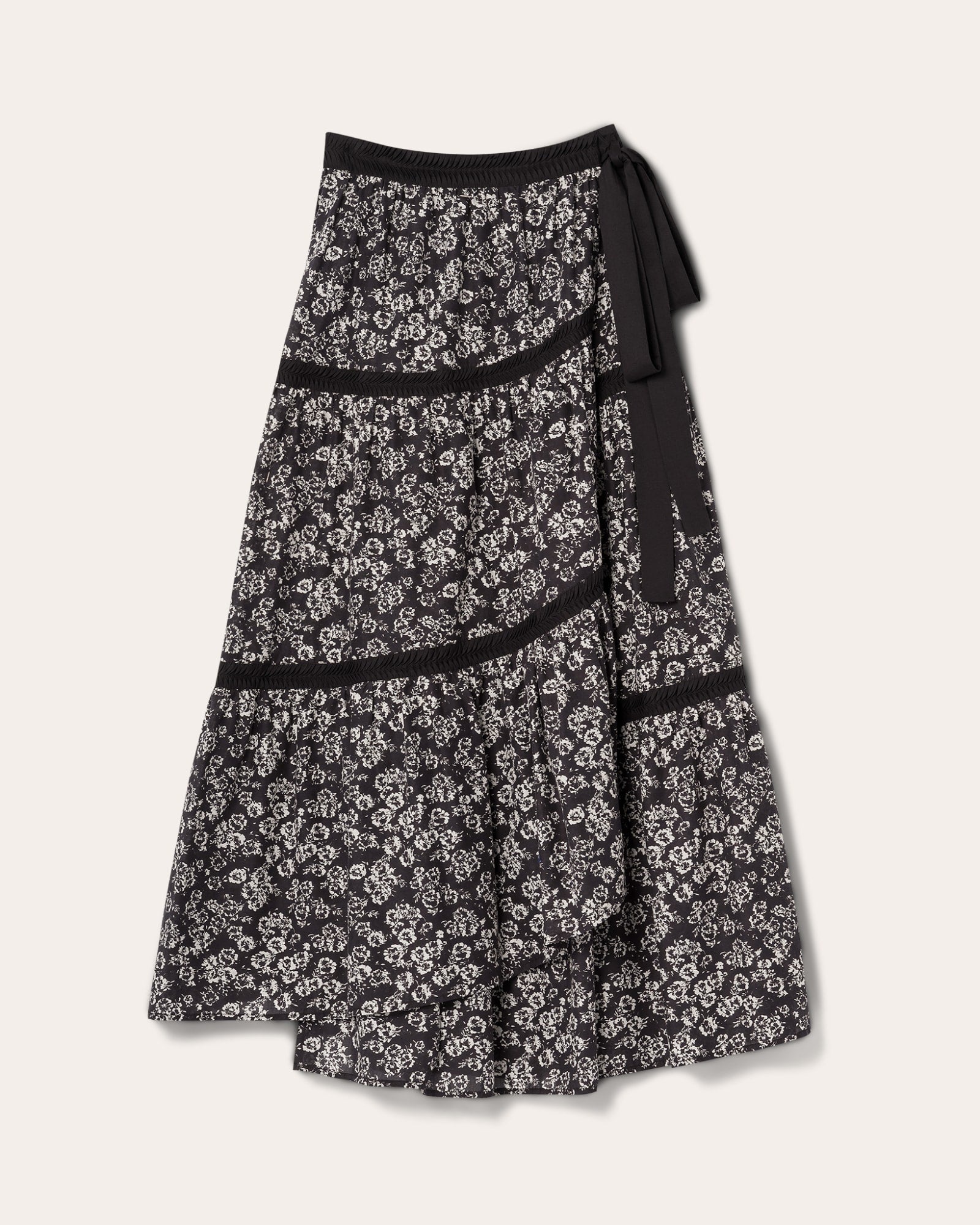 Prins Skirt | Black Stamped Floral Print