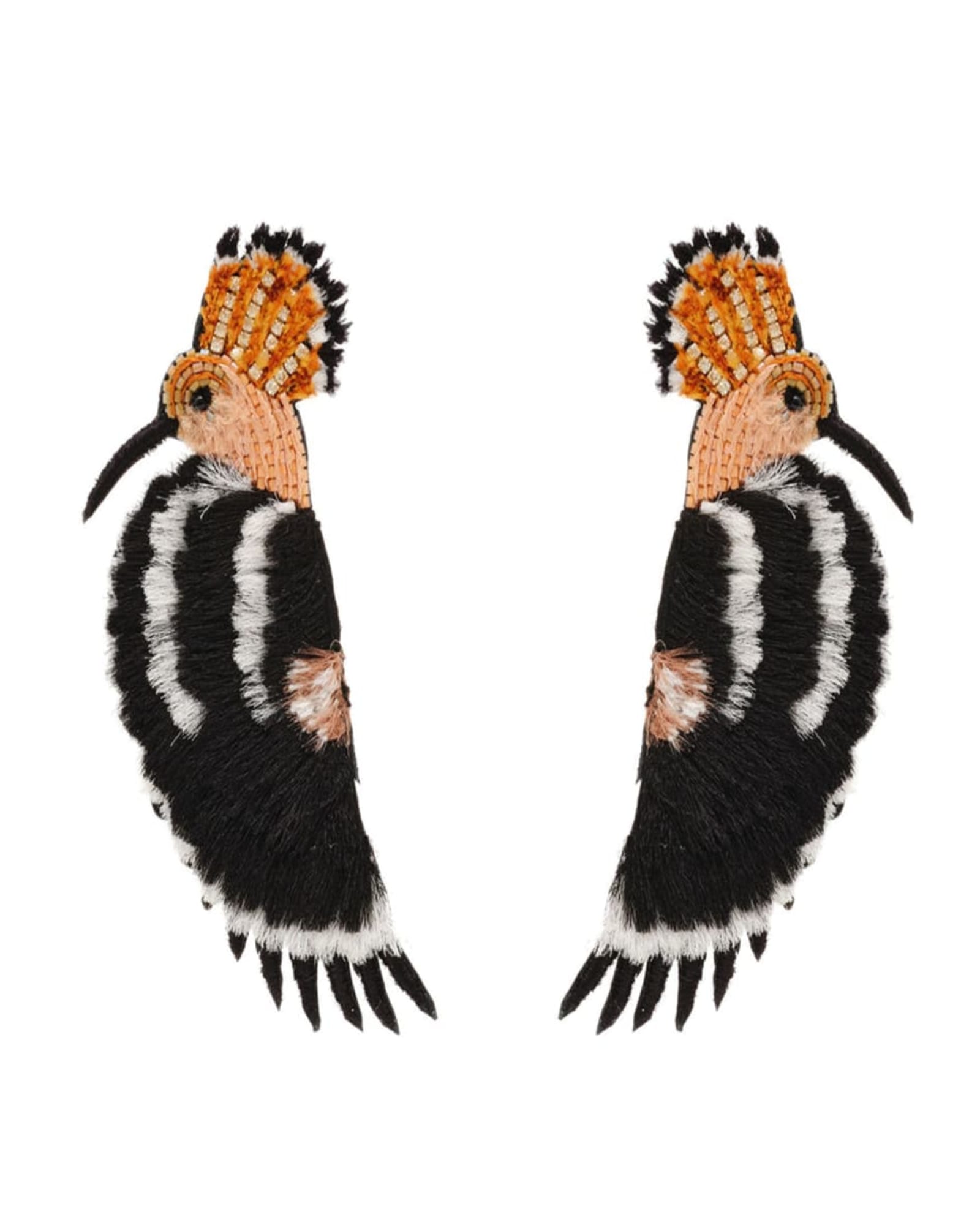 Hoopoe Bird Earrings | BLACK WHITE