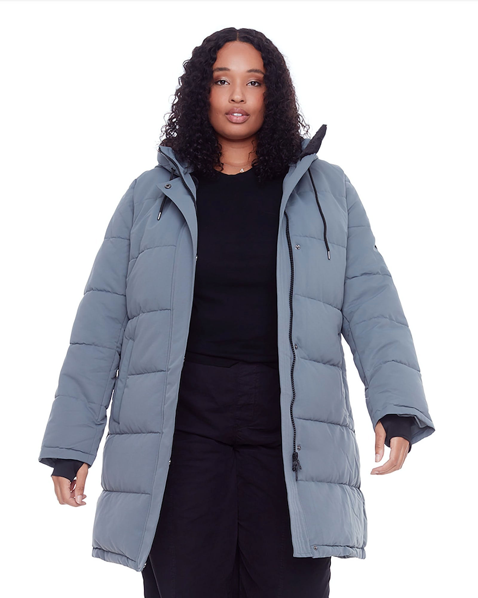 Women's Plus Size - AULAVIK | Vegan Down Recycled Mid-Length Hooded Parka Coat | Slate