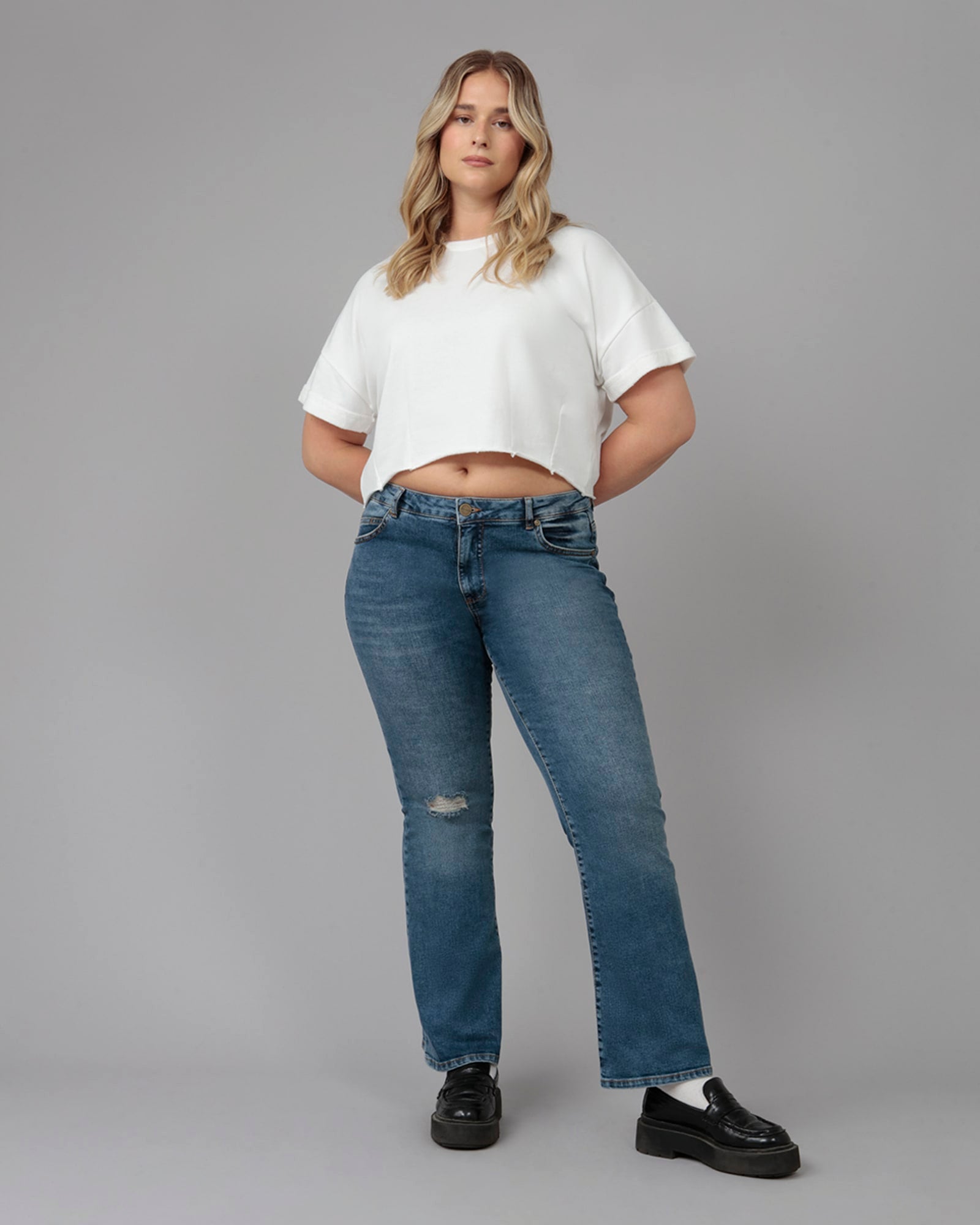 Women's BRADLY-DIS Mid Rise Flare Jeans | Dim Sky