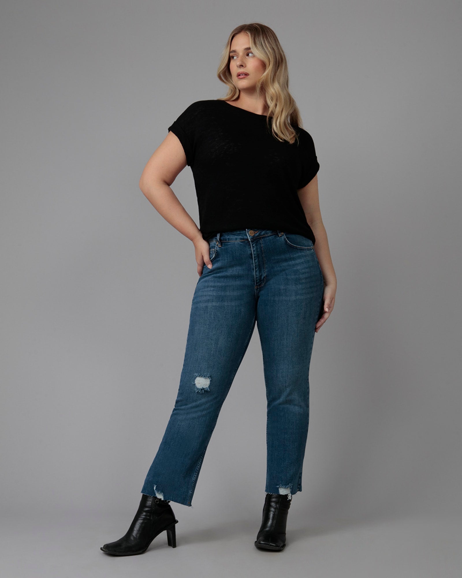 Women's DENVER-DIS High Rise Straight Jeans | Dim Sky