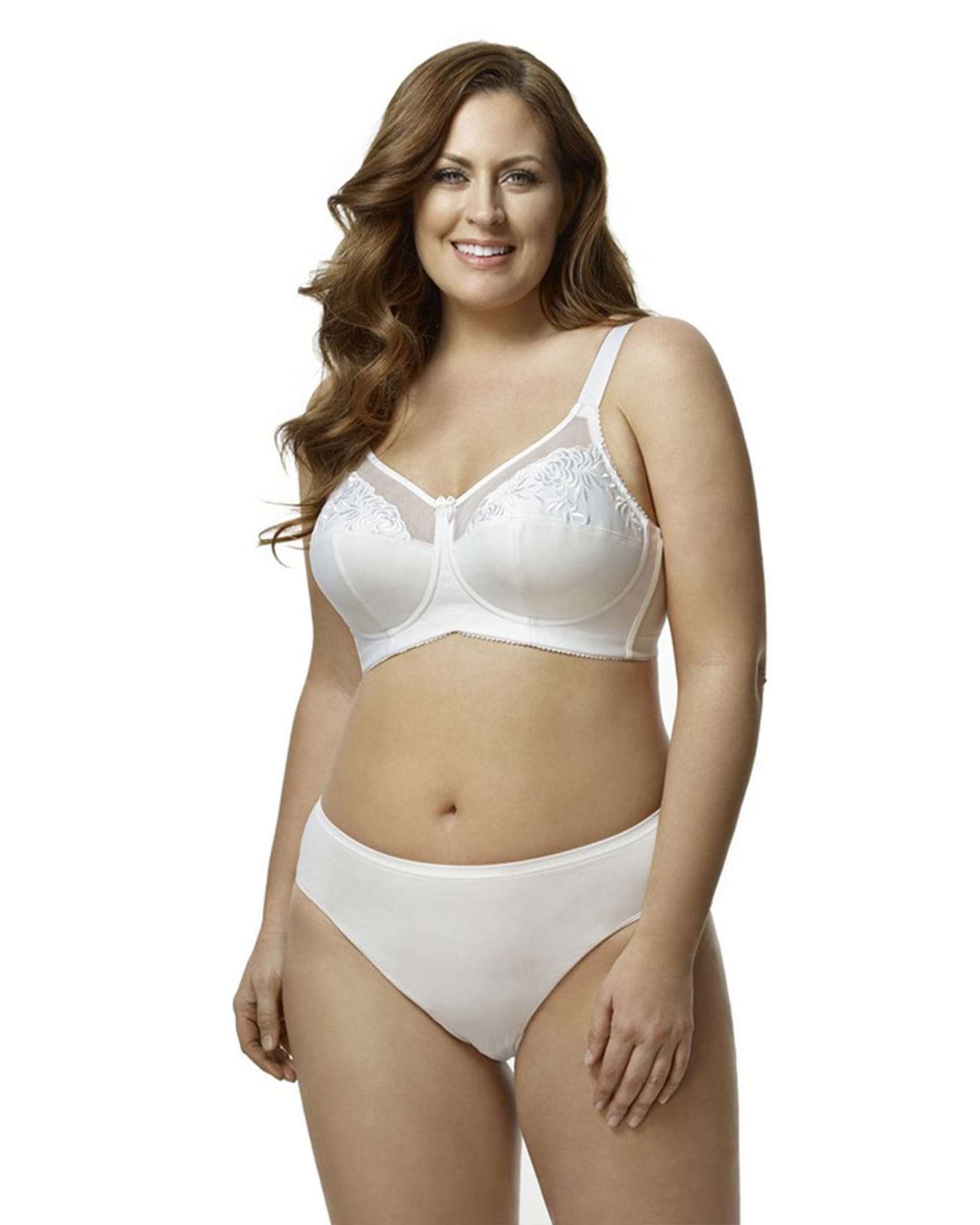 Elila Front Opening Wire-Free Posture Bra - White - Curvy