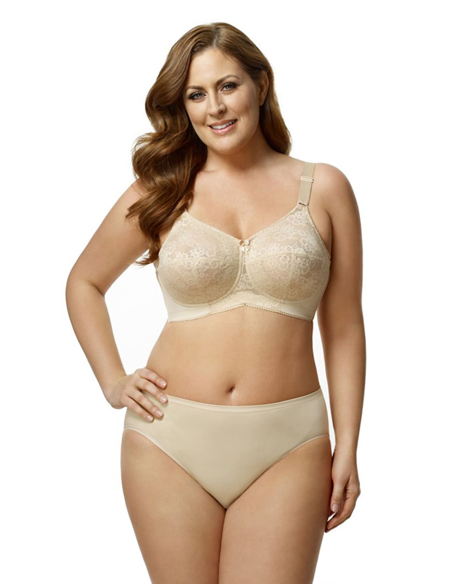 Elila Swiss Embroidered Soft Cup Wire-free Bra - Nude - Curvy Bras