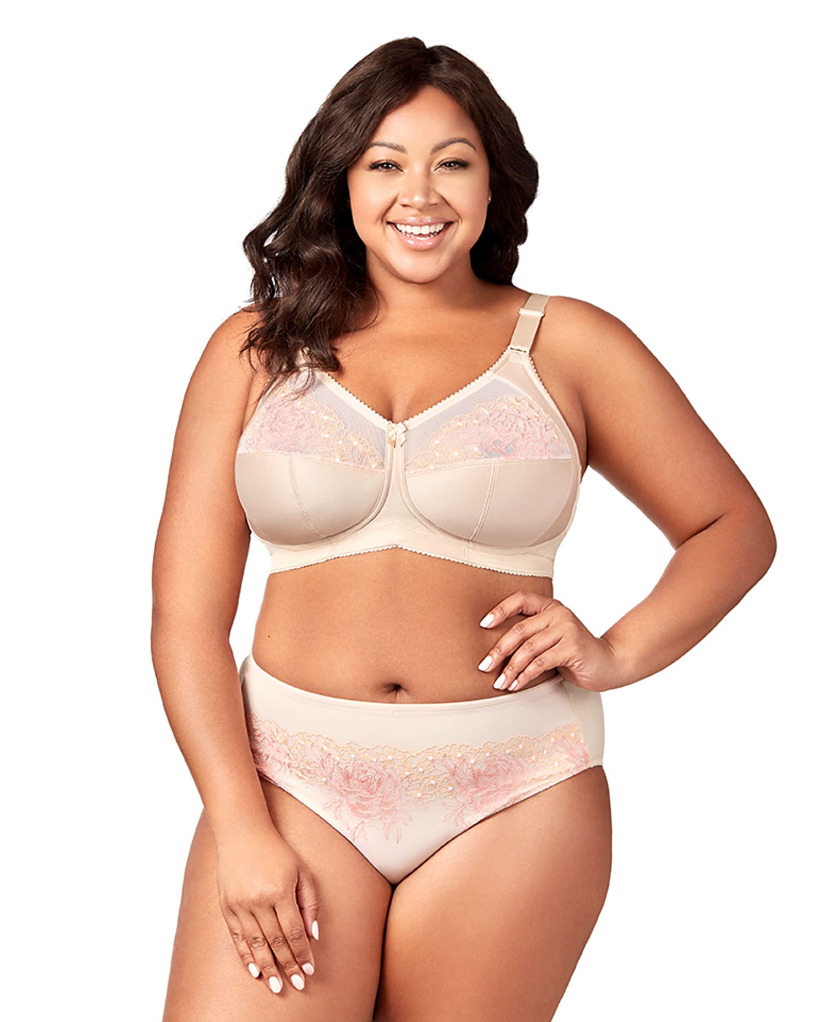 Elila Plus Size Wirefree Stretch Lace Soft Cup Bra (Plum,42 D) at