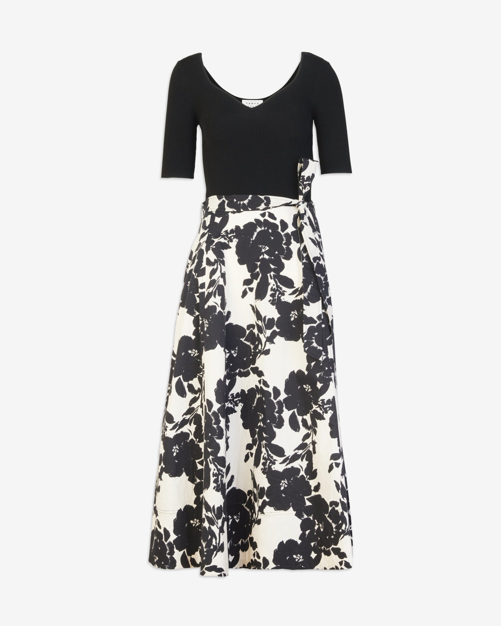 Short Sleeve Josephina Dress | Cream/Black Multi Shadow Bloom Multi