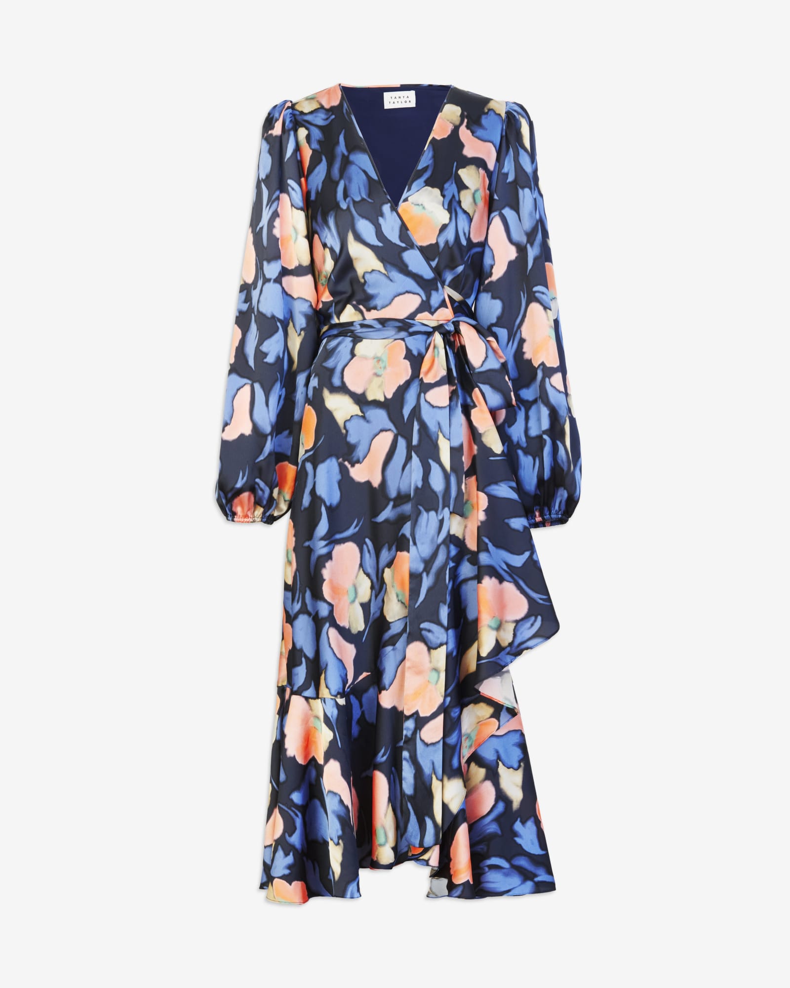 Floral Design Stylish Casual Dress- Dusty Blue