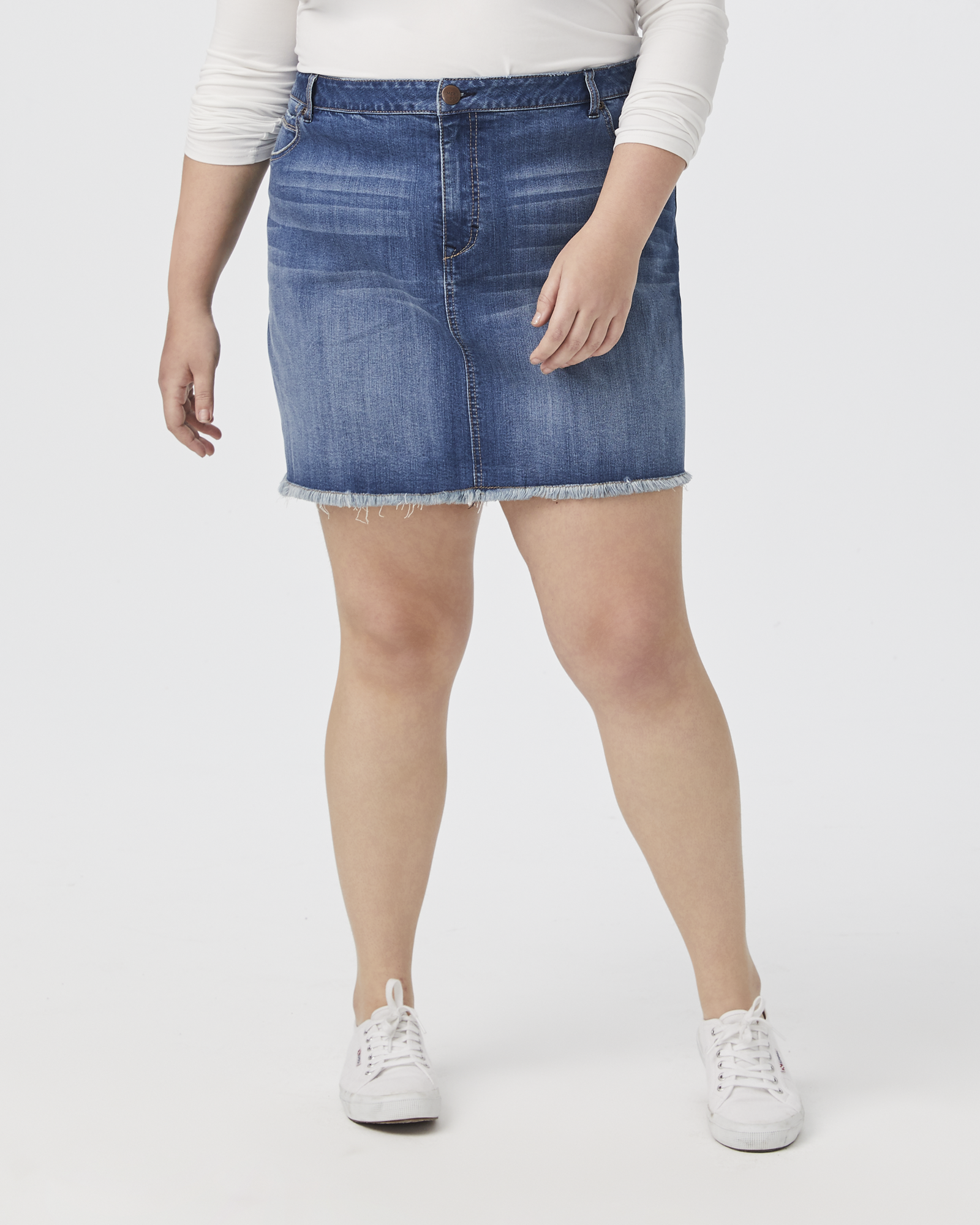 Priscilla Frayed Jean Skirt | Medium Wash