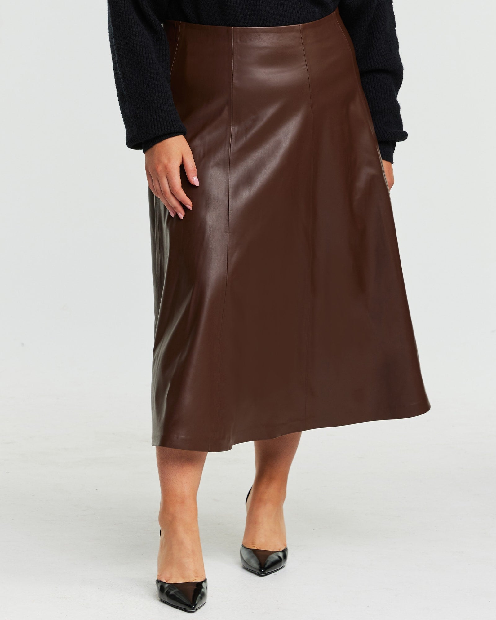 Ashdown Pu Leather Skirt | Chocolate