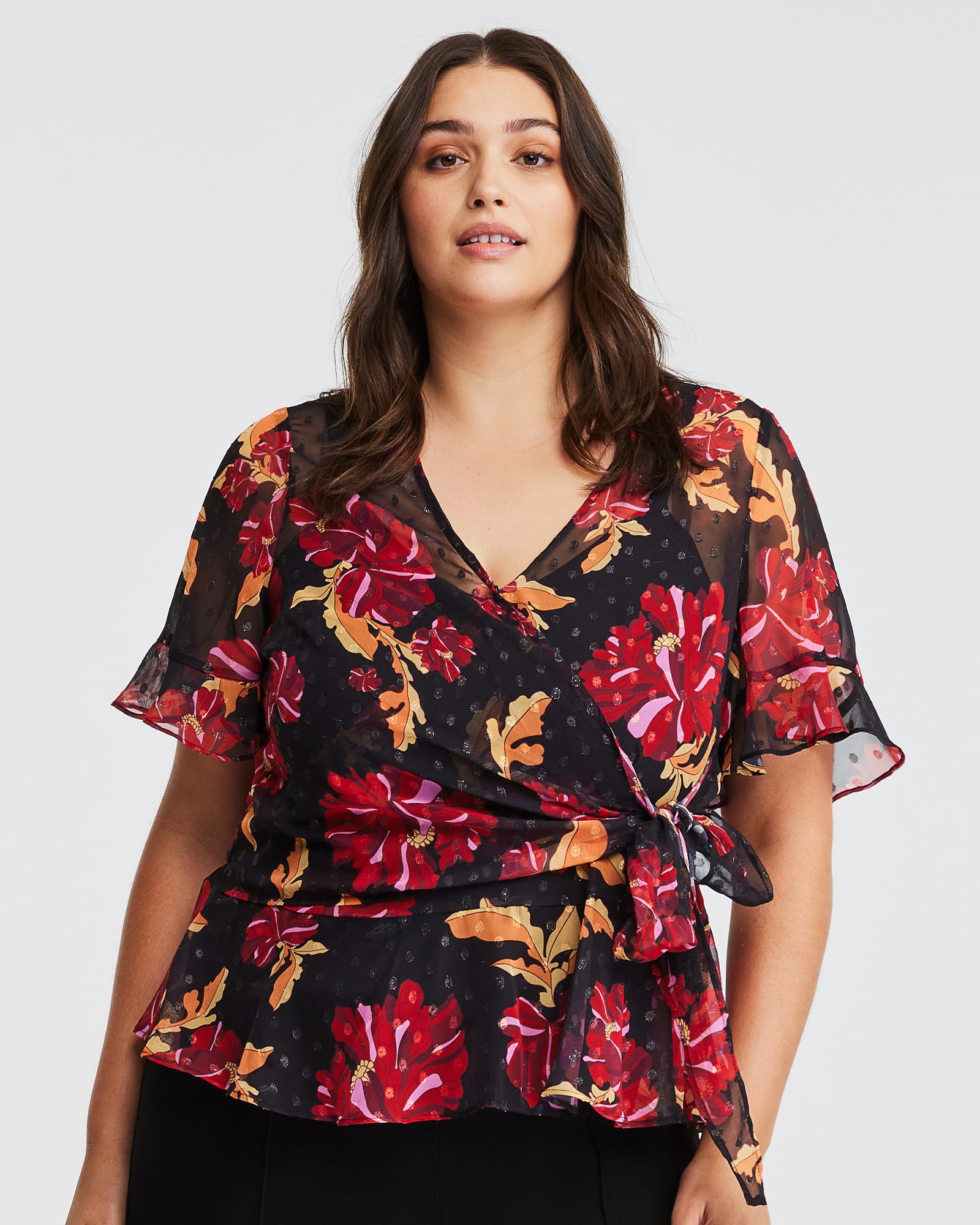 Plus Size Wrap Peplum Top