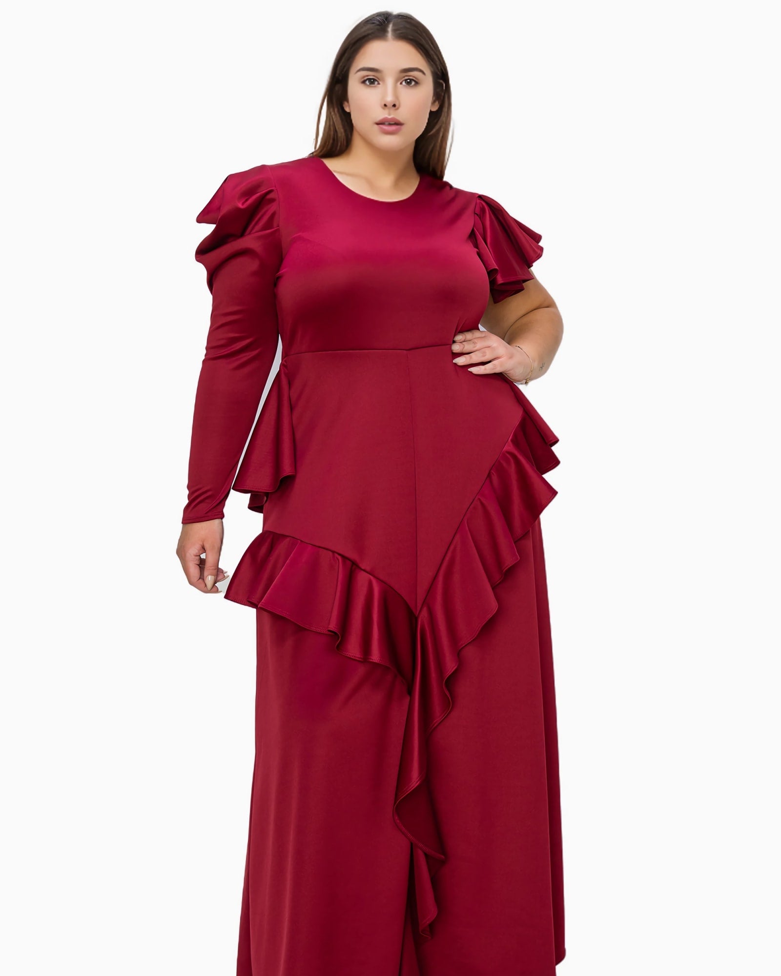 Vivienne Ruffled Maxi Dress | Burgundy
