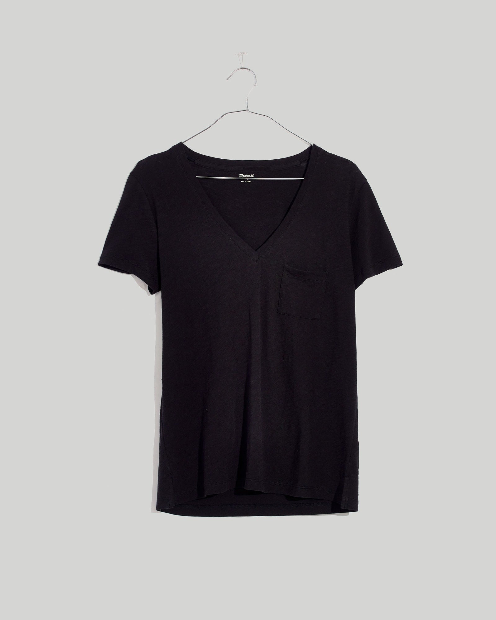 Whisper Cotton V-Neck Pocket Tee | True Black