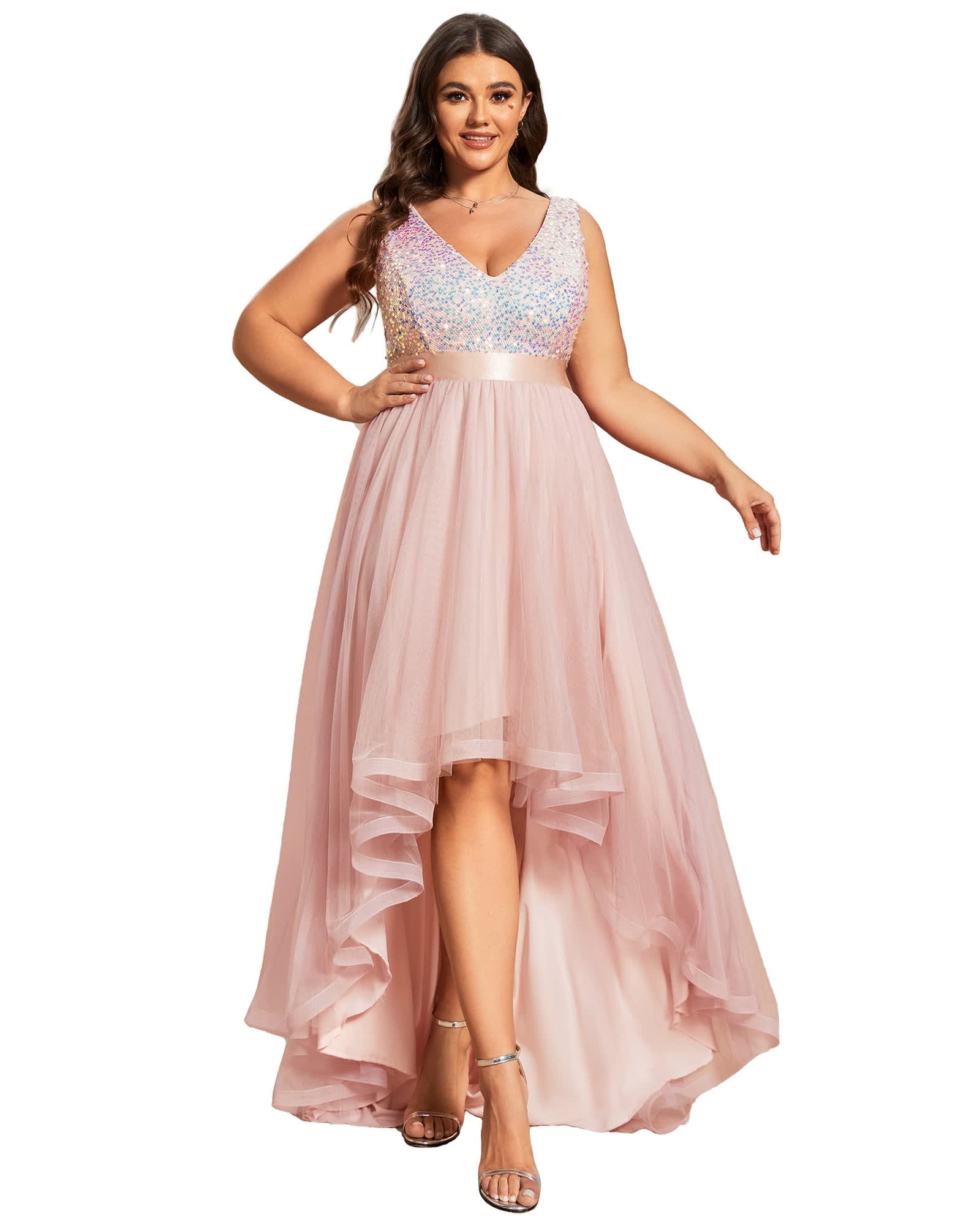 Plus Size Pink Prom Dress