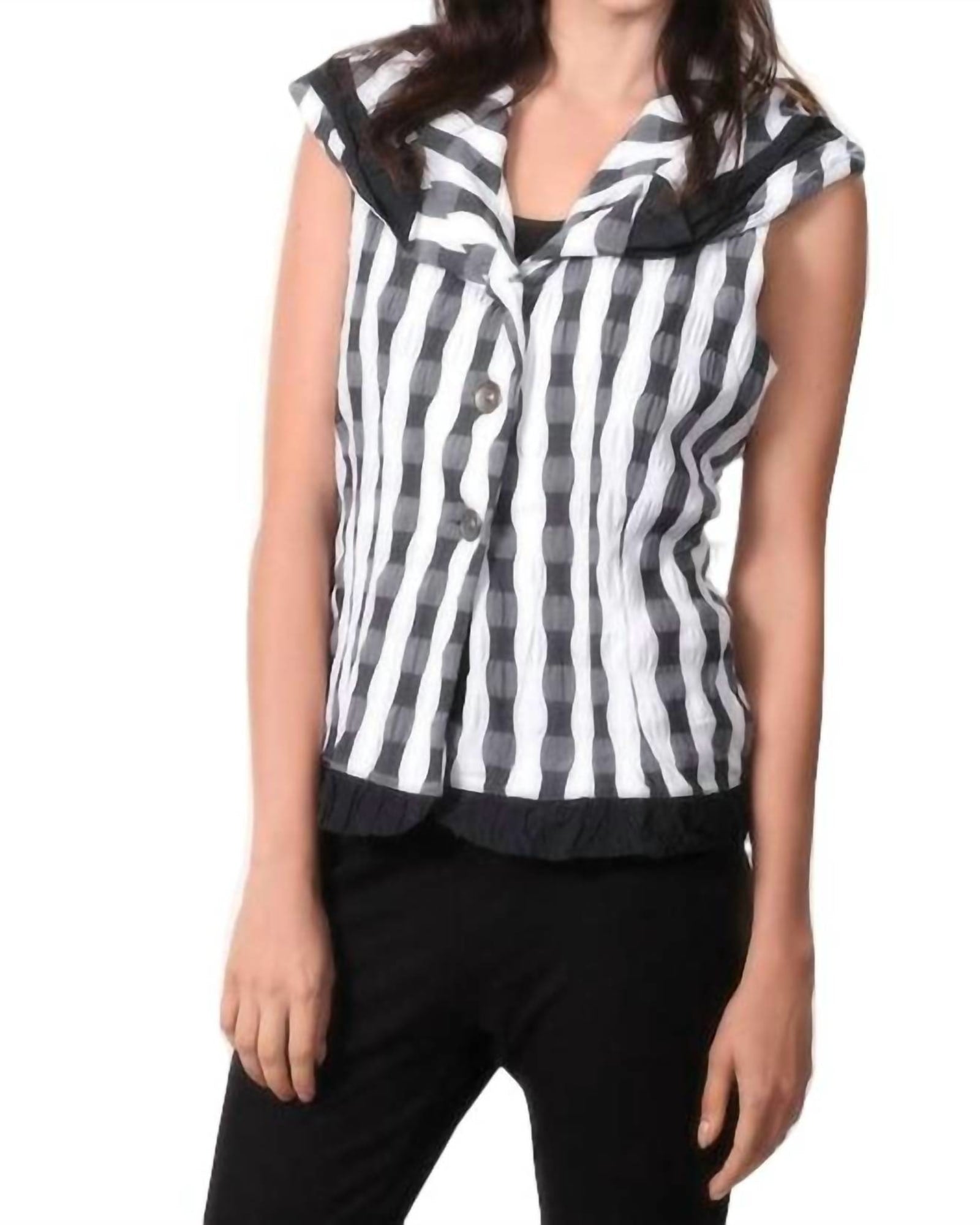Checkerboard Ruffled Vest in Black/White | Black/White