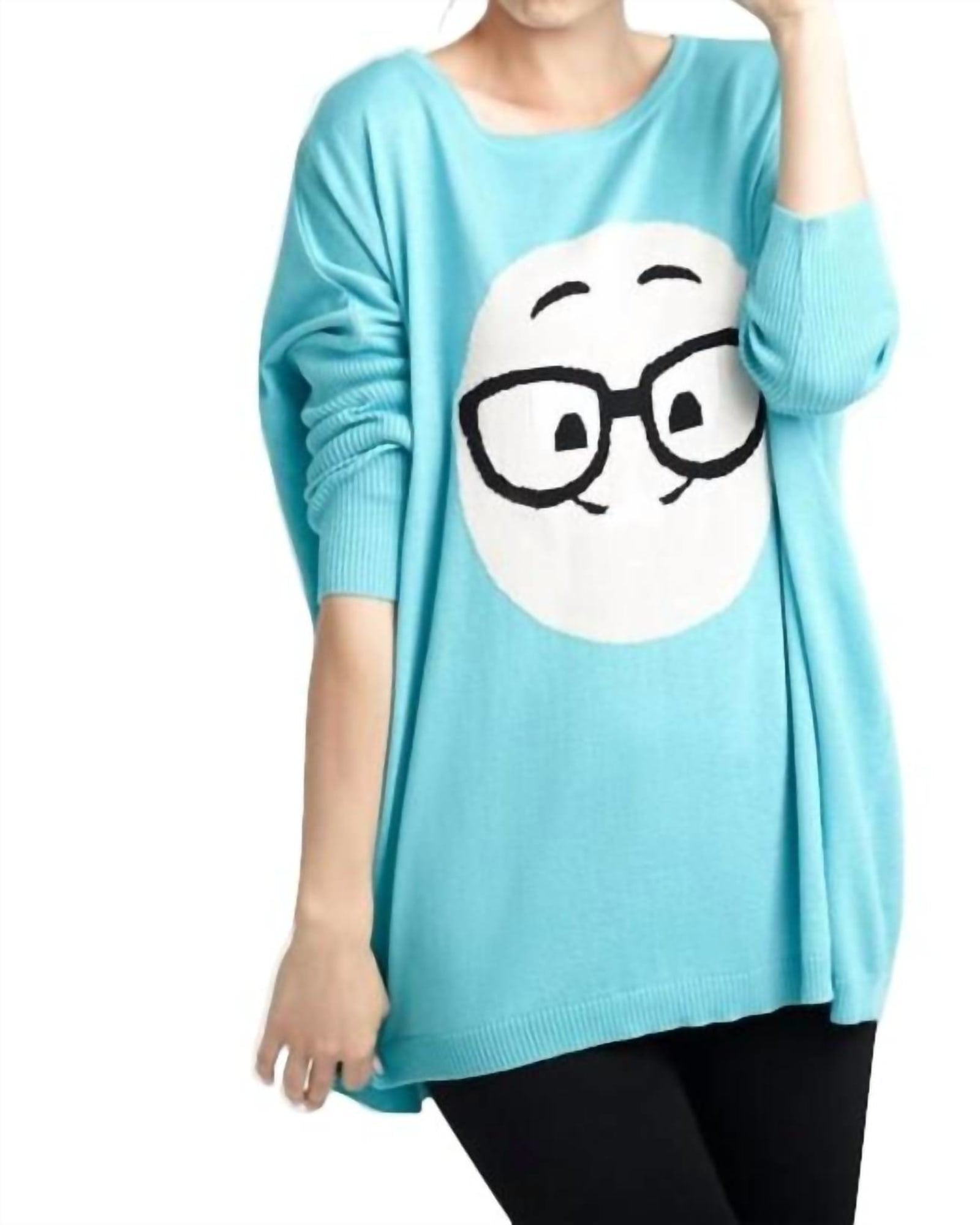 Geek Chic Emoji Pullover in Turquoise | Turquoise