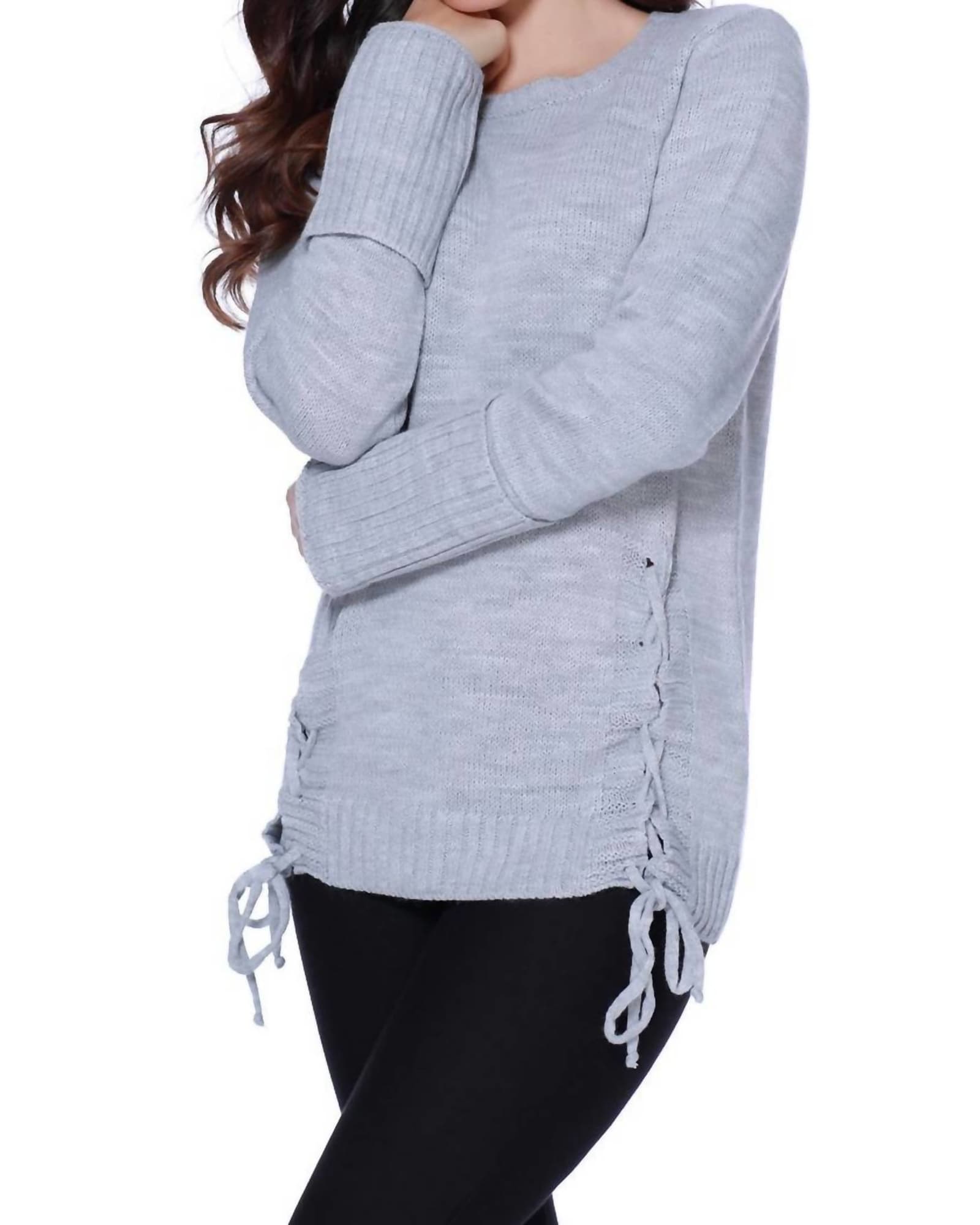Parker Tie Up Sweater in Gray | Gray