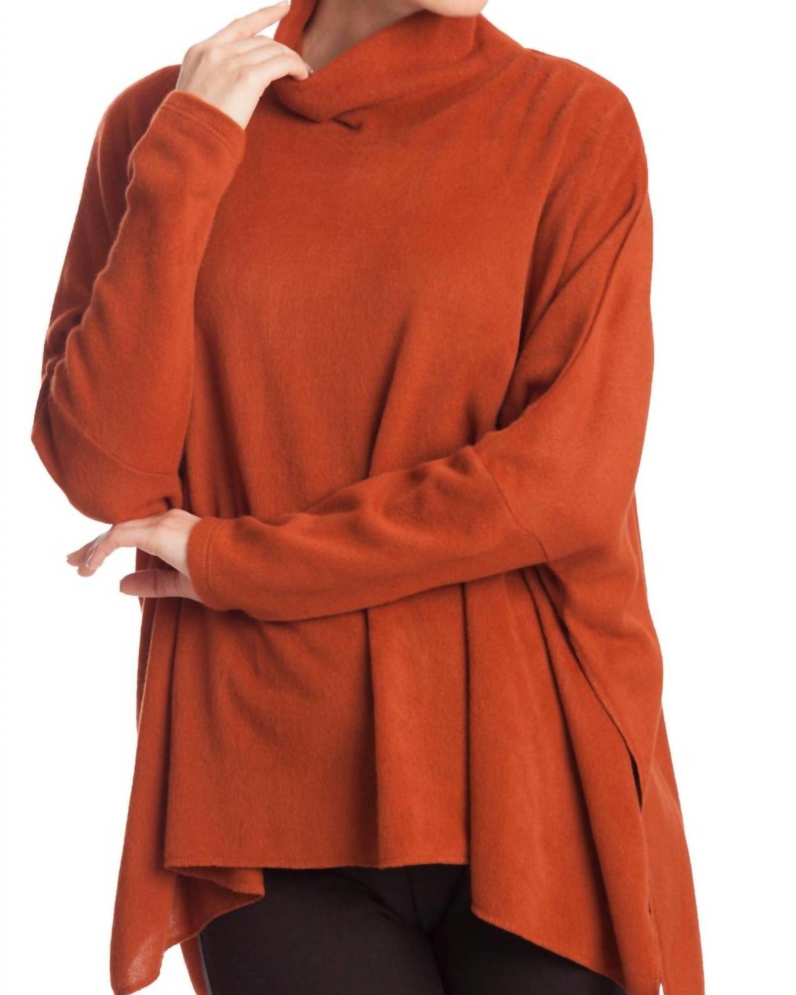 Cowl Neck Oversized Sweater in Rust | Rust
