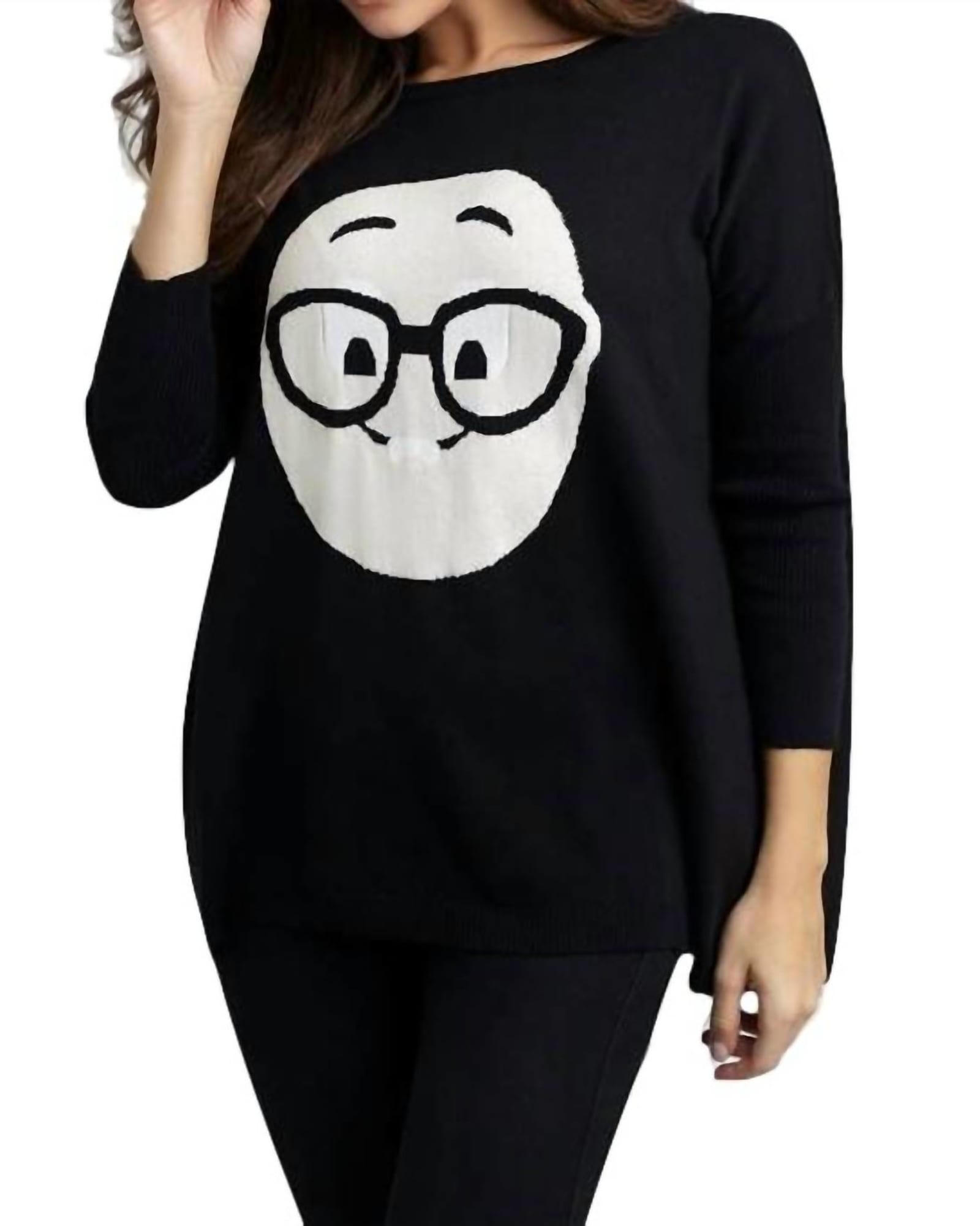 Geek Chic Emoji Pullover in Black | Black