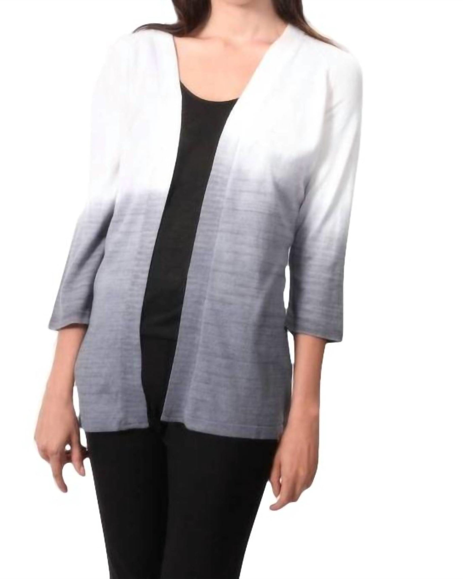 Ombre Back-Cutout Cardigan in Gray/White | Gray/White