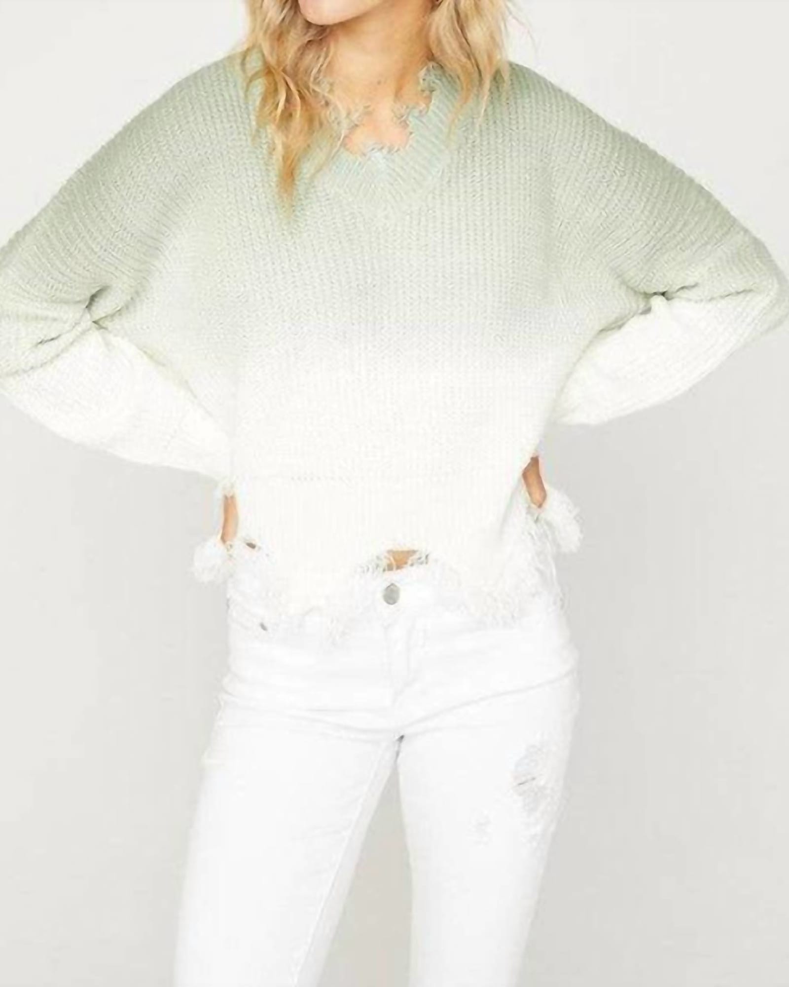 Ombre Sweater in Ombre Green And White | Ombre Green And White