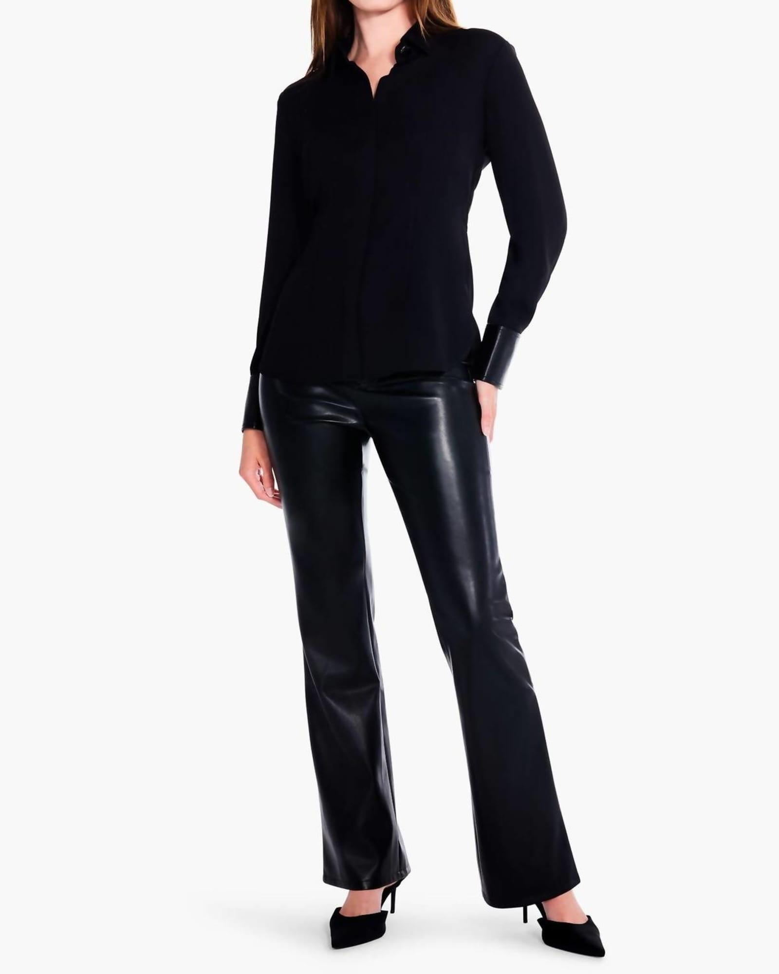 Faux Leather Bootcut Pant in Black Onyx | Black Onyx