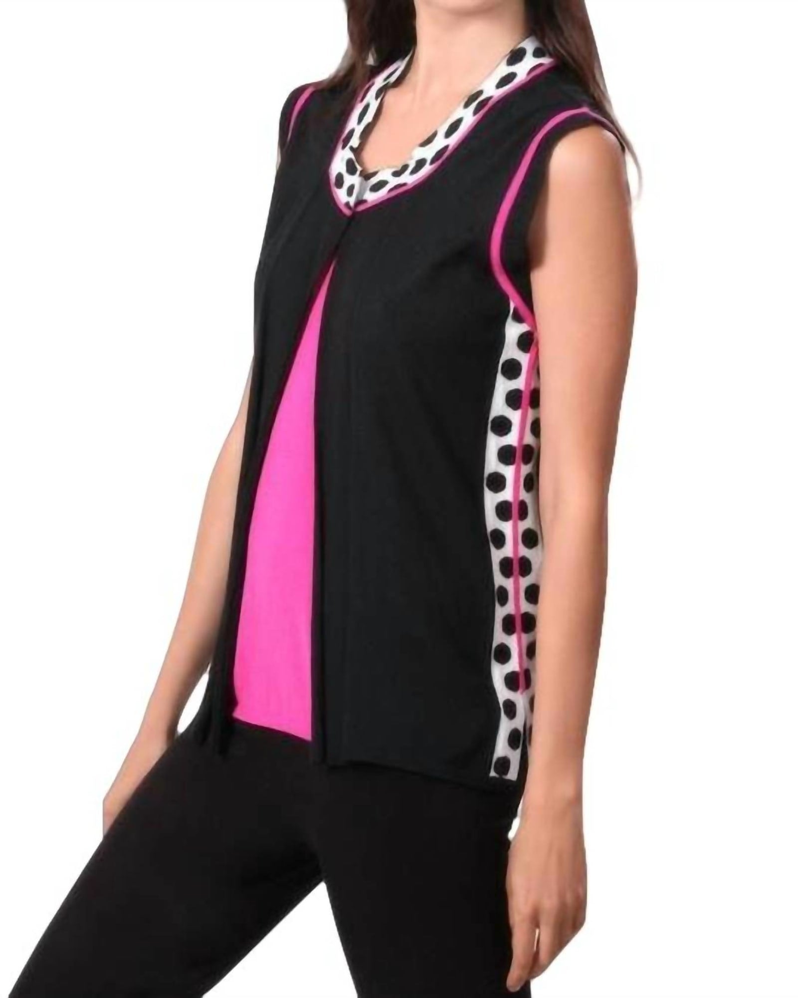 Pink Lady Polka-Dot Vest in Black/Fuchsia | Black/Fuchsia