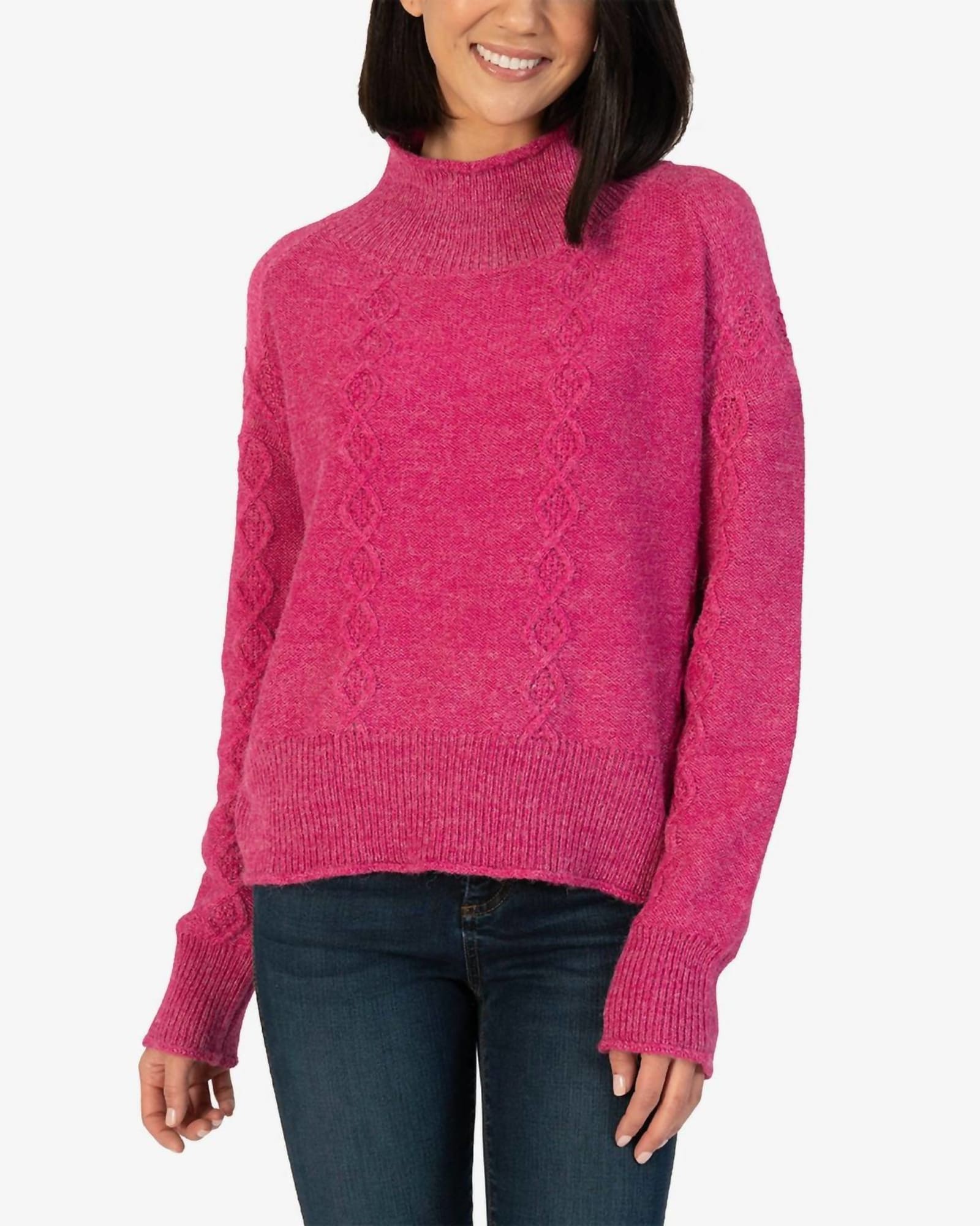 Leona Turtleneck Sweater in Deep Pink | Deep Pink