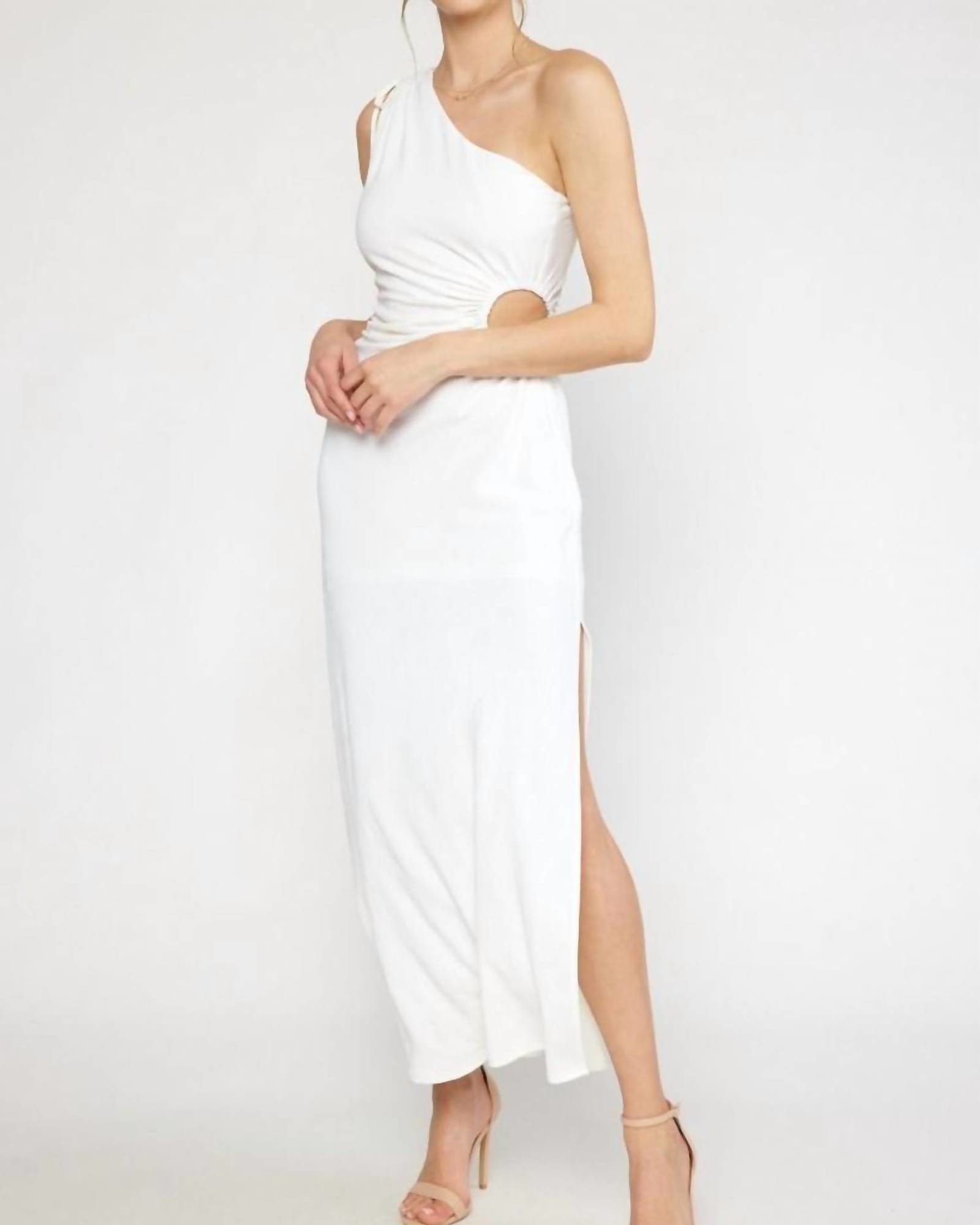 Single Shoulder Maxi Dress in Off White | Off White