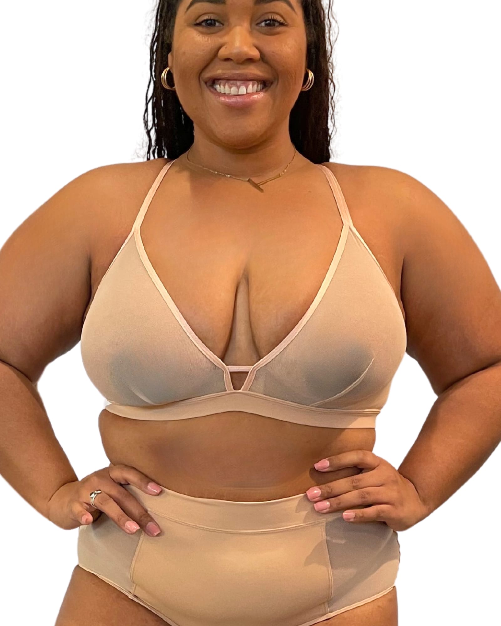 Nude Shade Mesh Racerback Bra | Honey