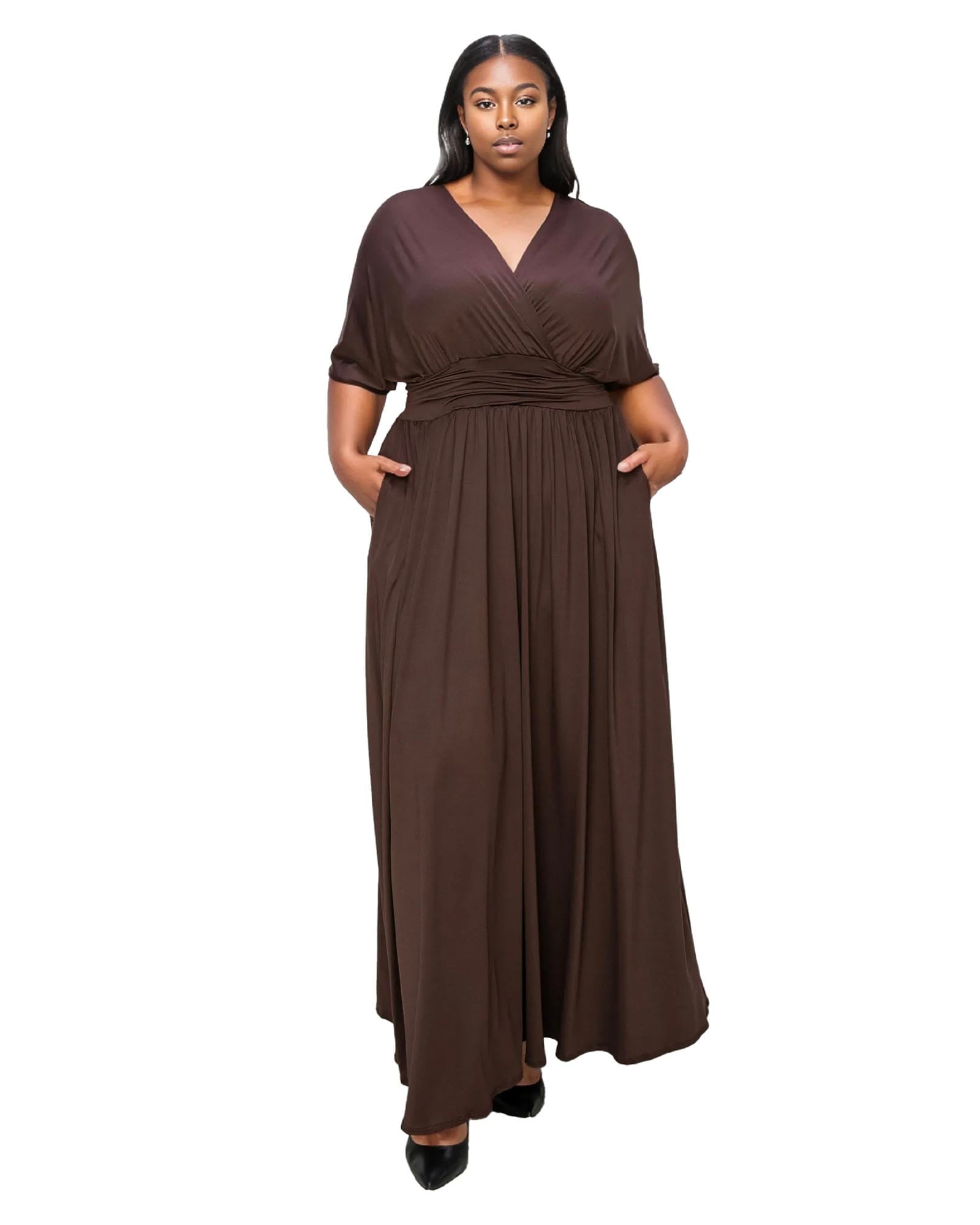 Raffi Pocket Empire Waist Maxi Dress | Brown