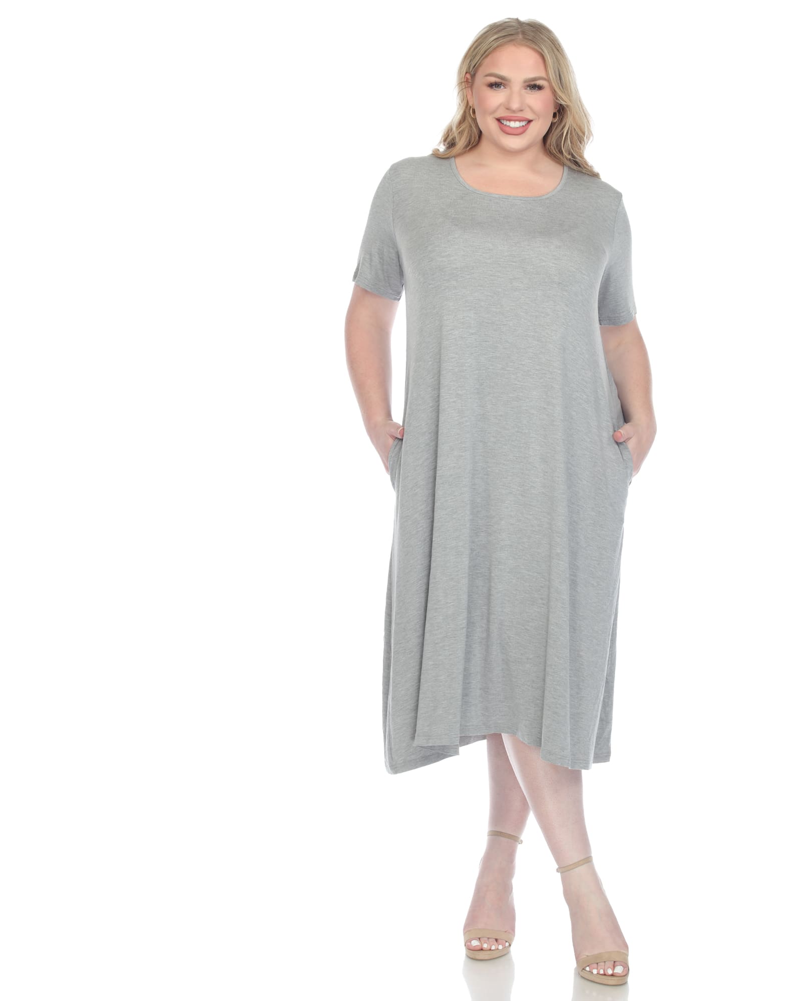 Short Sleeve Midi Dress | Heather Grey