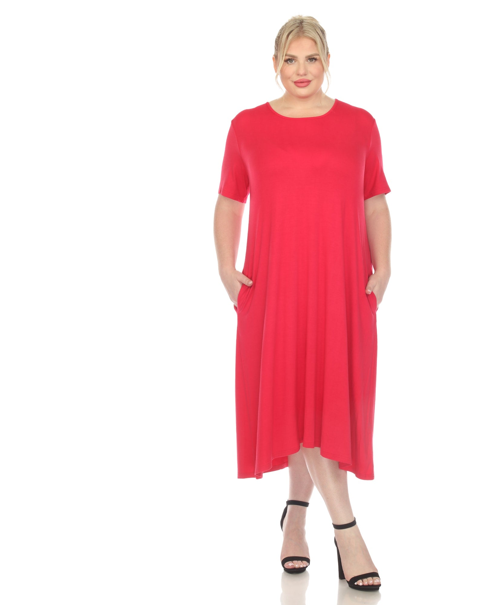 Short Sleeve Midi Dress | Magenta