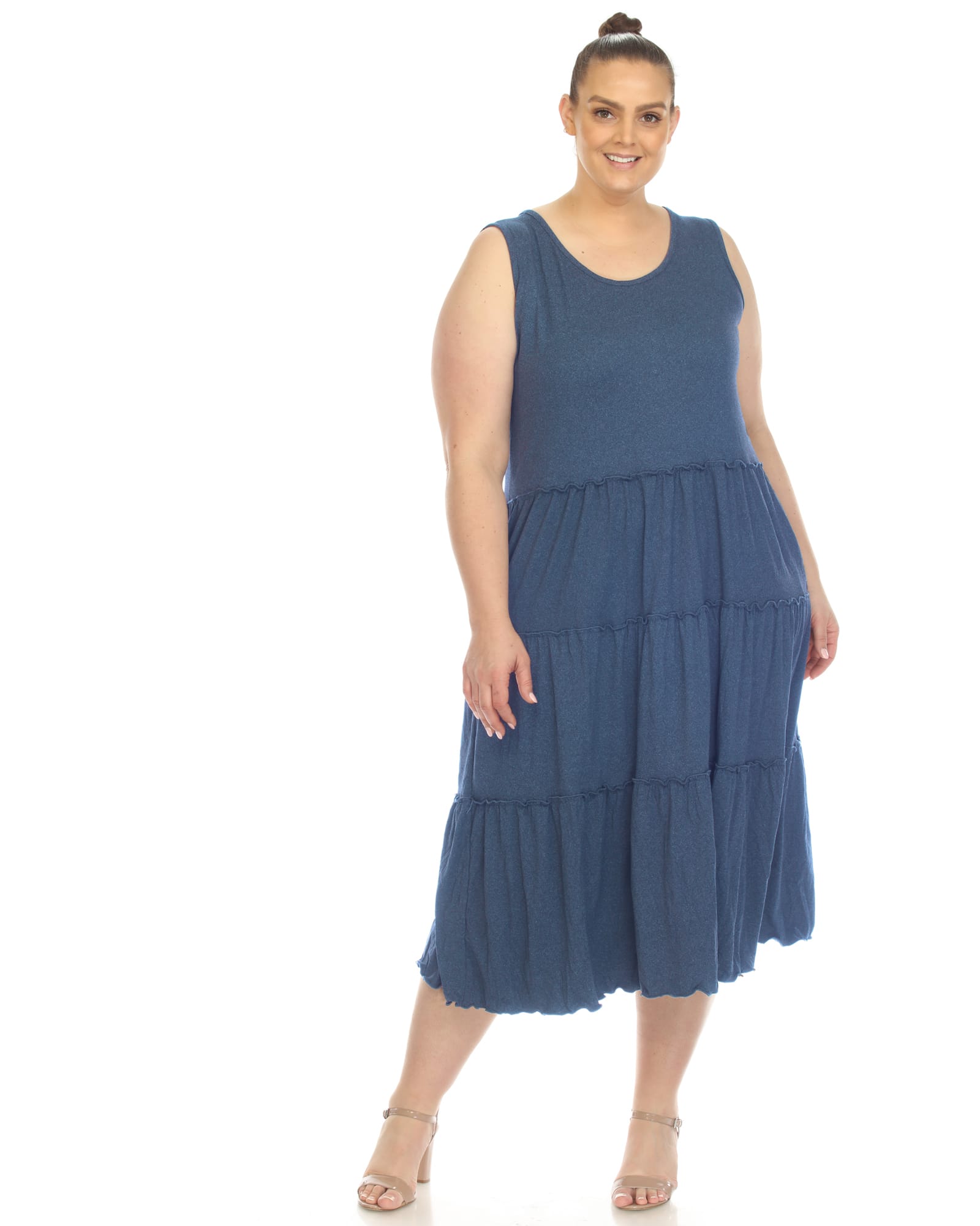 Scoop Neck Tiered Maxi Dress | Denim Blue