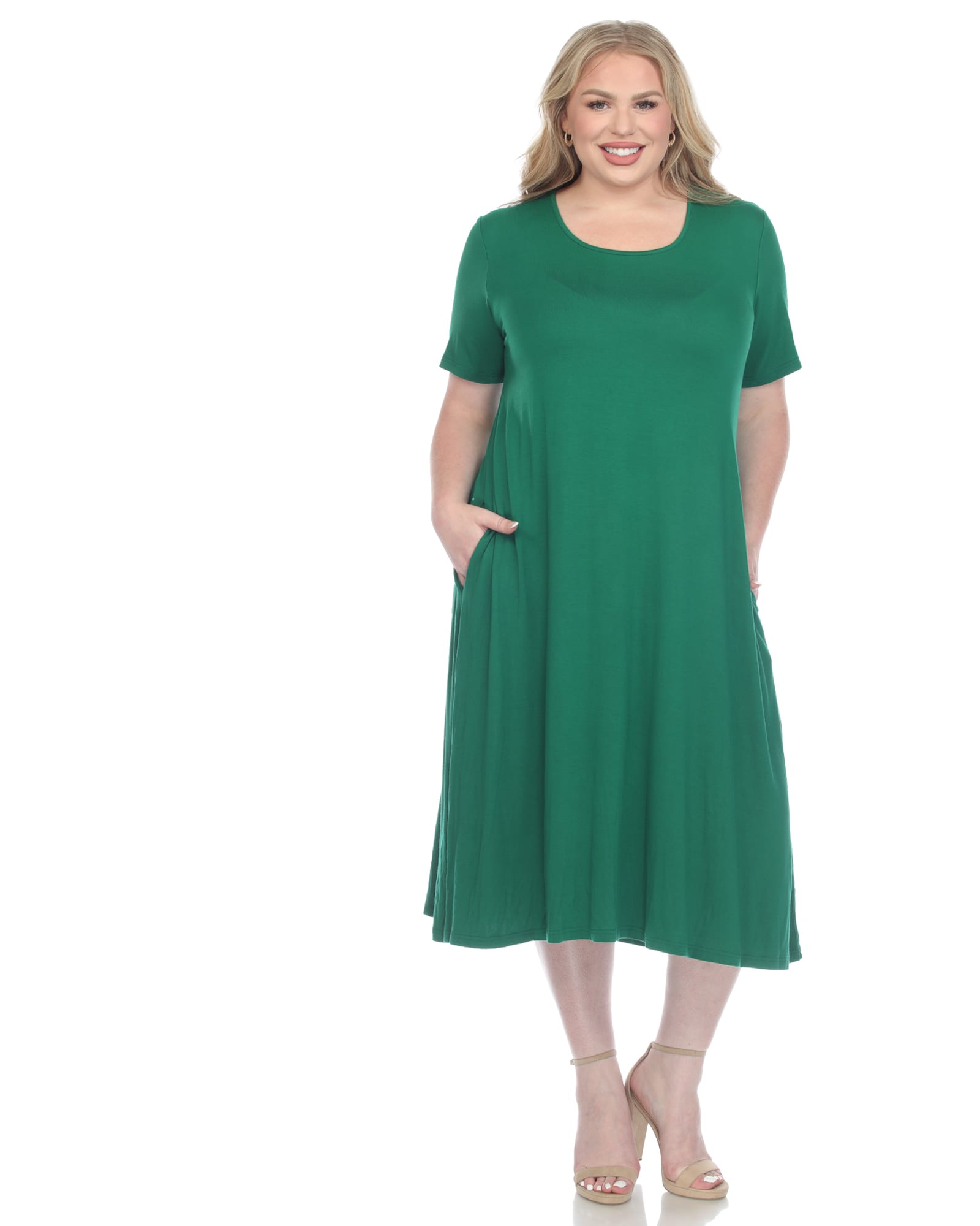 Short Sleeve Midi Dress | Green