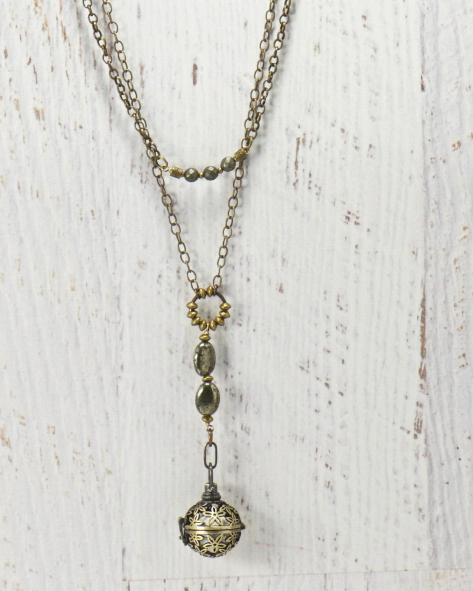 Starflower Diffuser Essential Oil Locket Necklace in Brass | Brass