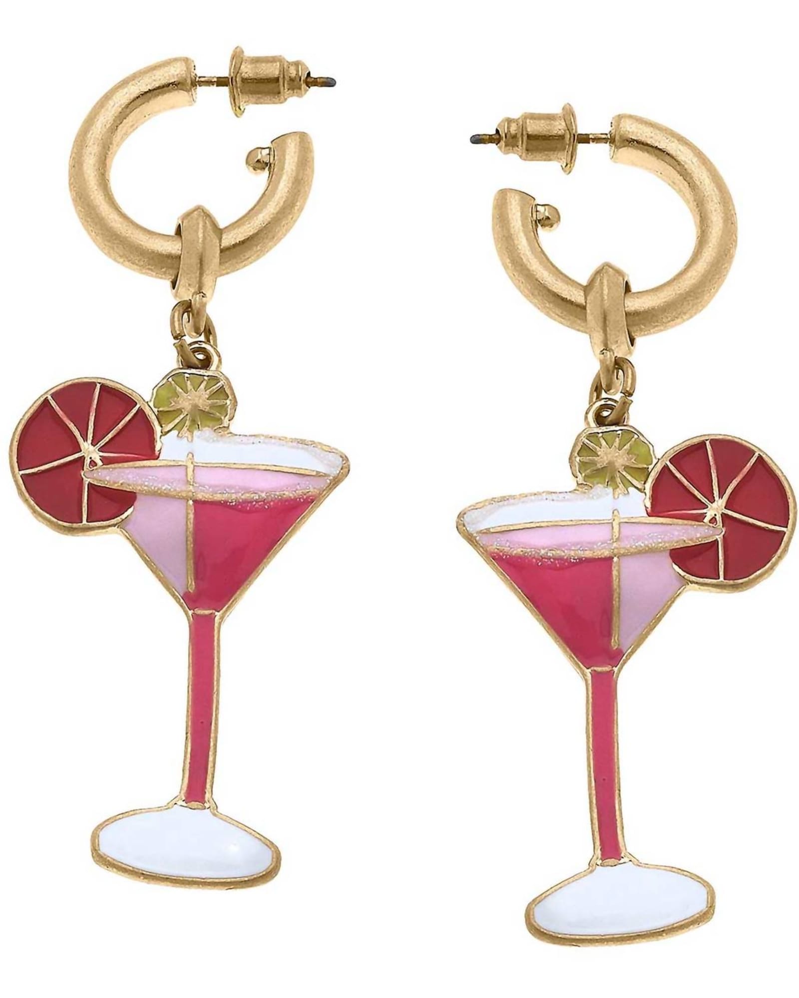 Women'S Cosmo Cocktail Enamel Earrings in Pink | Pink