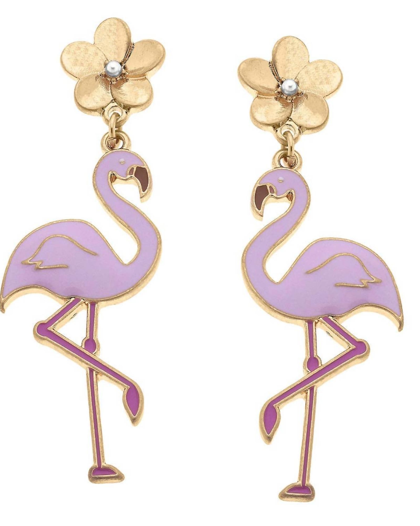Women'S Enamel Flamingo Earrings in Pink | Pink